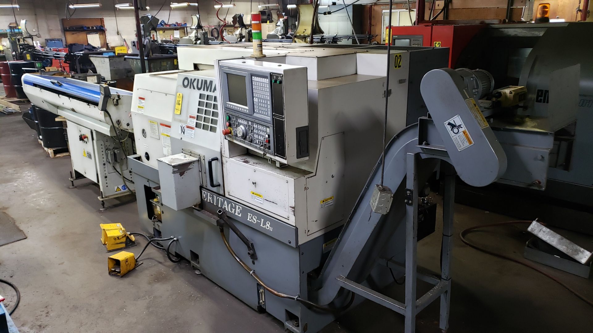 Okuma Heritage ESL8II CNC Lathe, OSPU10L Control, 12 ATC, Chip Conveyor, w/ IEMCA Bar Feeder - Image 17 of 21