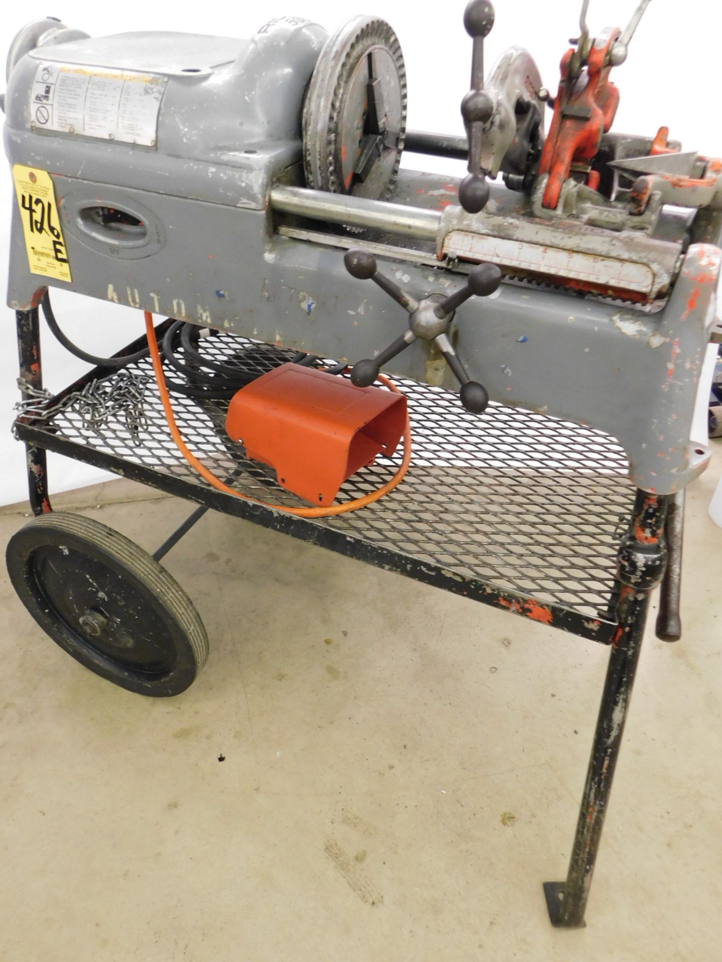 Ridgid Model 535 Pipe Threader, SN EC0 3267, with Die Head, Pipe Cut-Off, Reamer, and Foot Pedal - Image 6 of 12