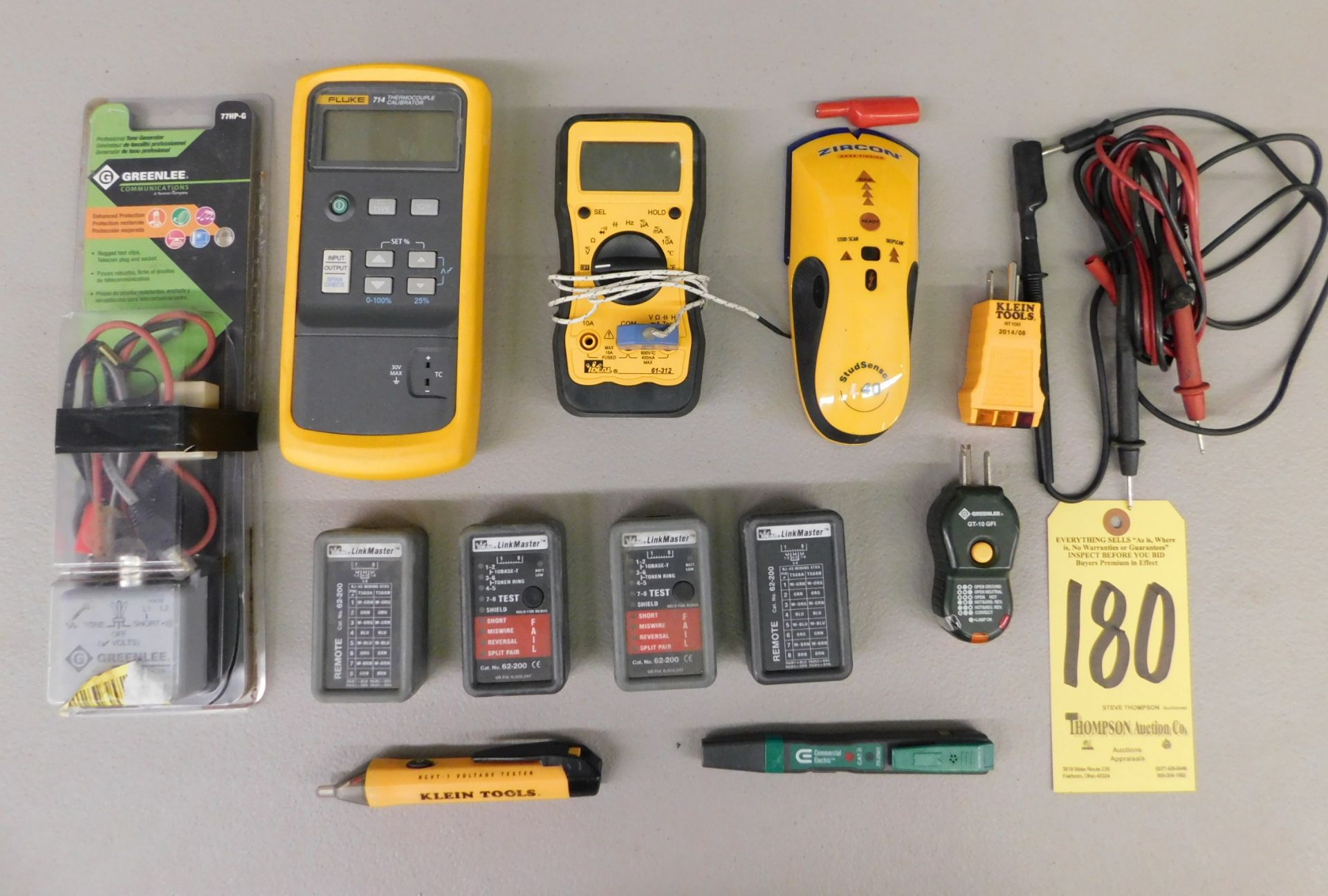 Fluke Model 714 Thermocouple Calibrator, Ideal 61-312 Multimeter, Zircon Stud Sensor, etc.