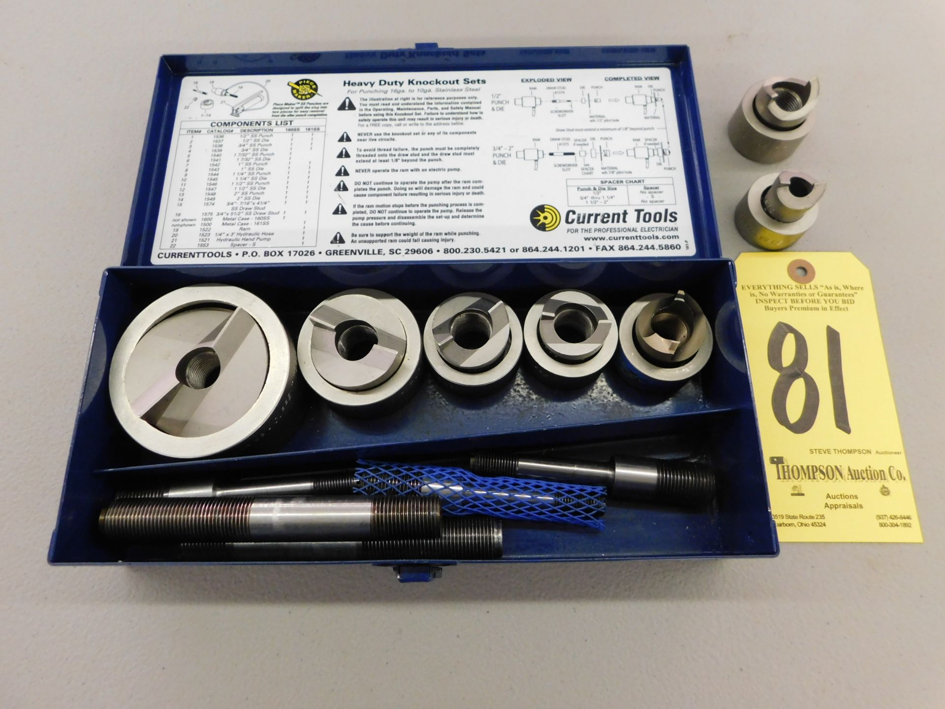 Current Tools 160 SS 1/2"-2" Heavy Duty Knockout Punch Set for 16 GA to 10 GA Stainless Steel