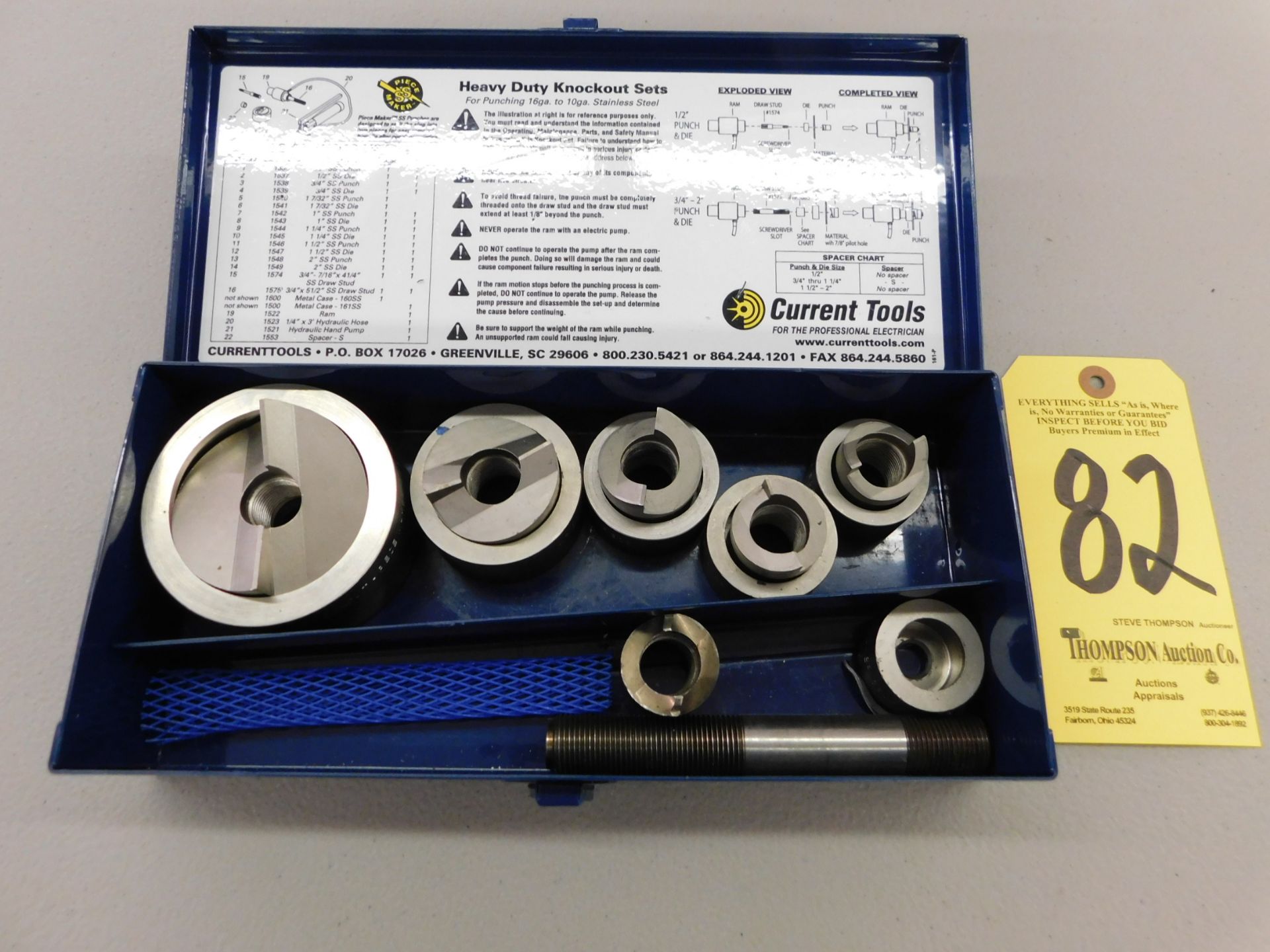 Current Tools 160 SS 1/2"-2" Heavy Duty Knockout Punch Set for 16 GA to 10 GA Stainless Steel