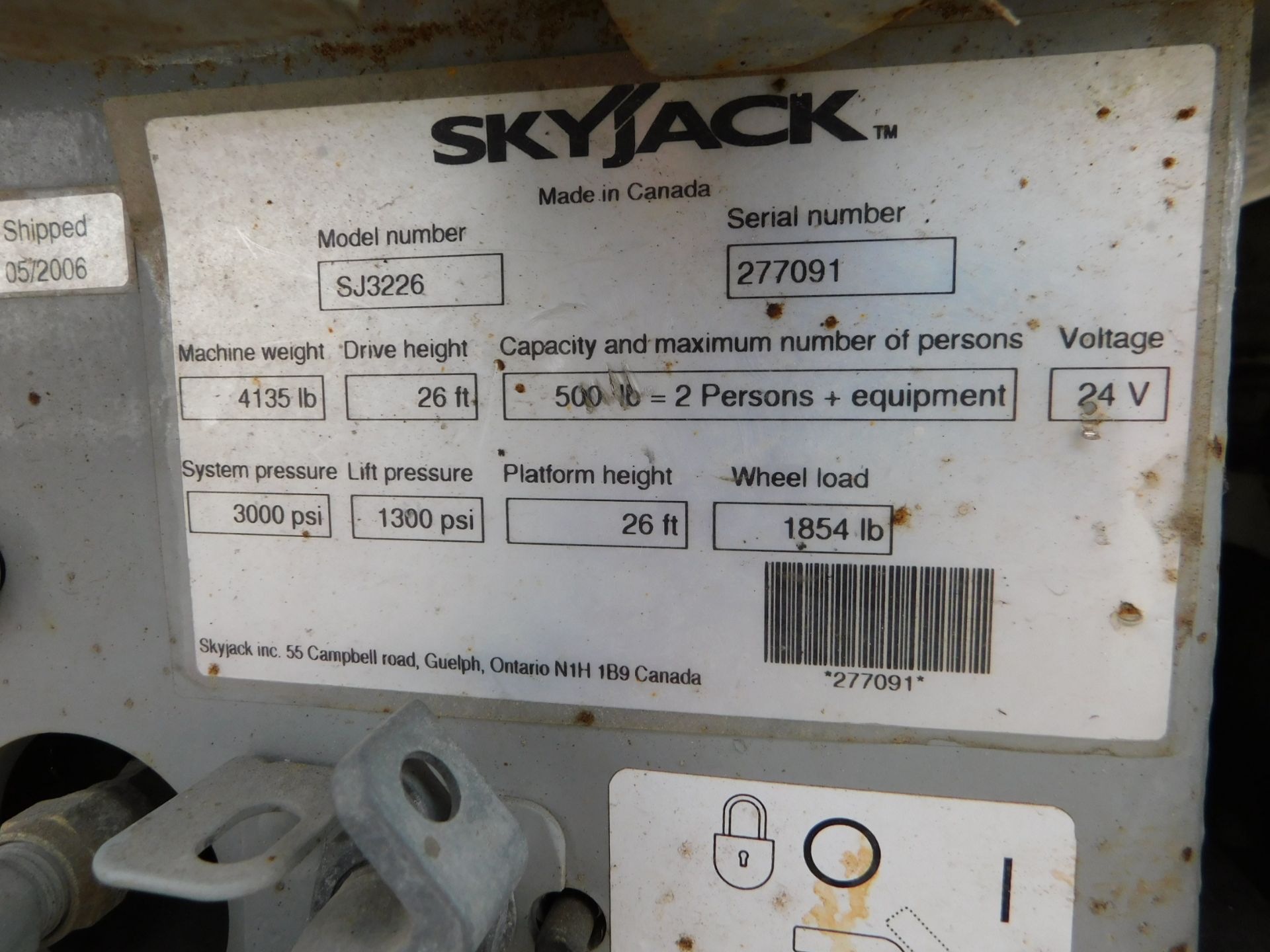 Sky Jack Model SJIII 3226 Electric Scissor Lift, SN 277091, 26' Maximum Platform Height, 500 lb. - Image 15 of 15