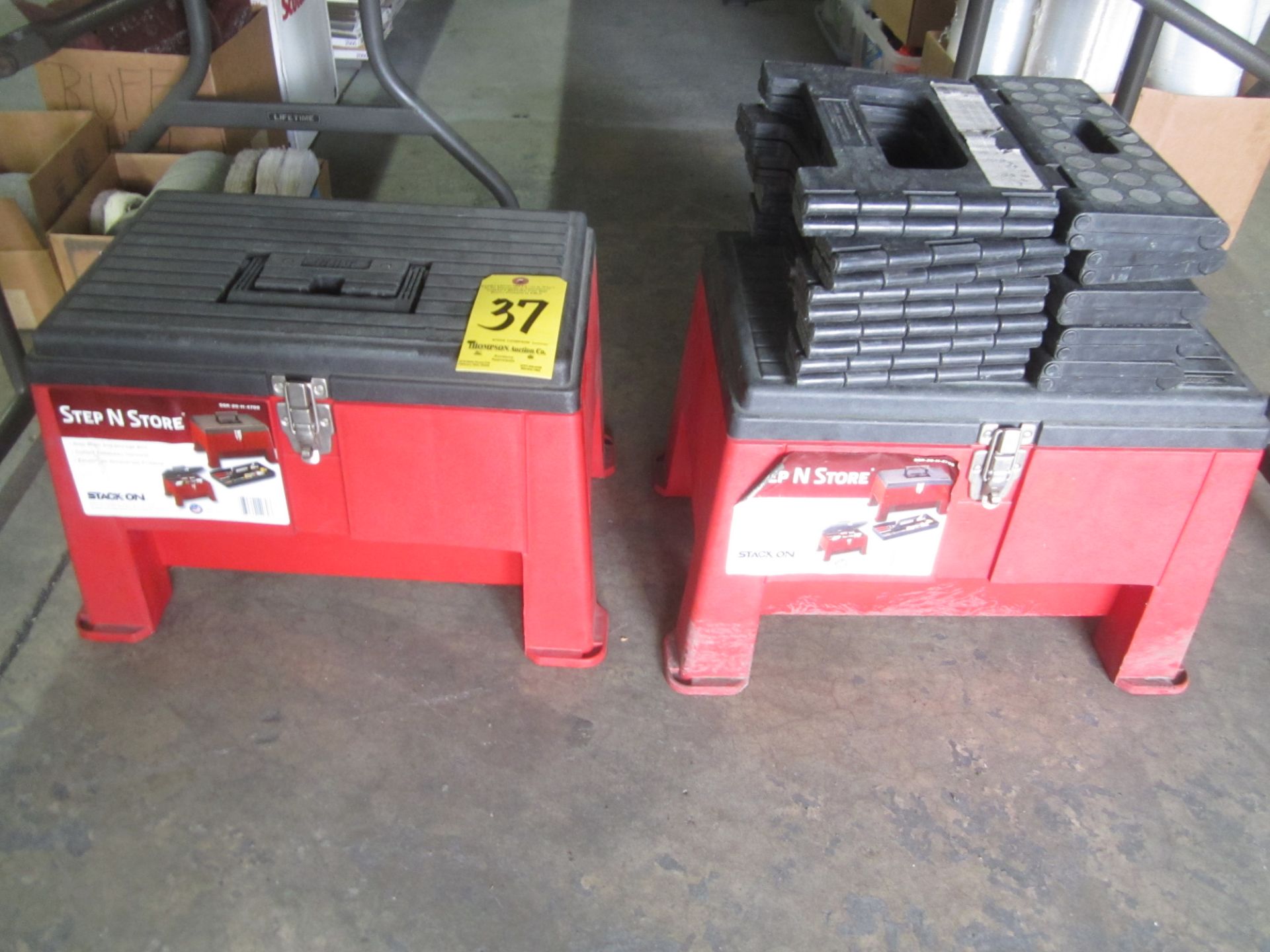 (2) Step and Store Tool Boxes and (5) Step Stools