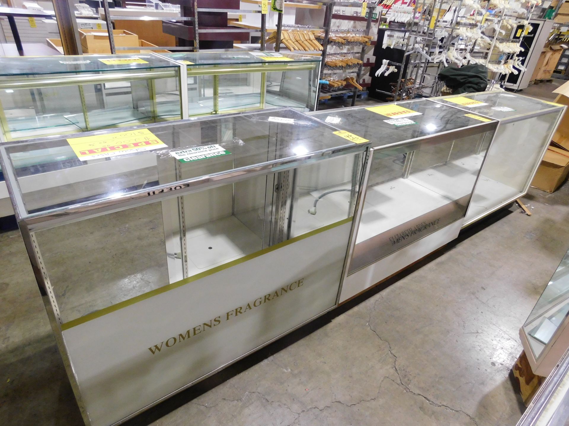 (3) Glass Display Cases Approx. 48" W