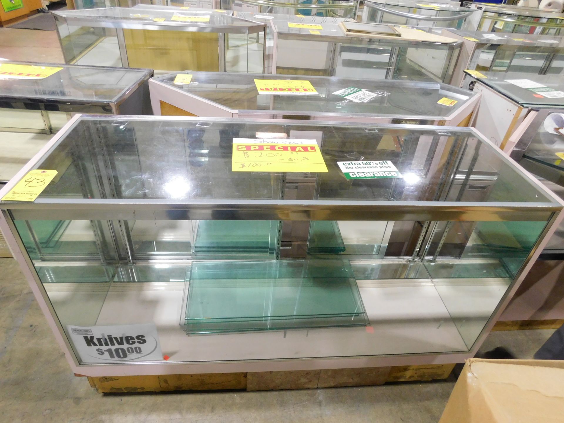 Glass Display Case Approx. 60" W