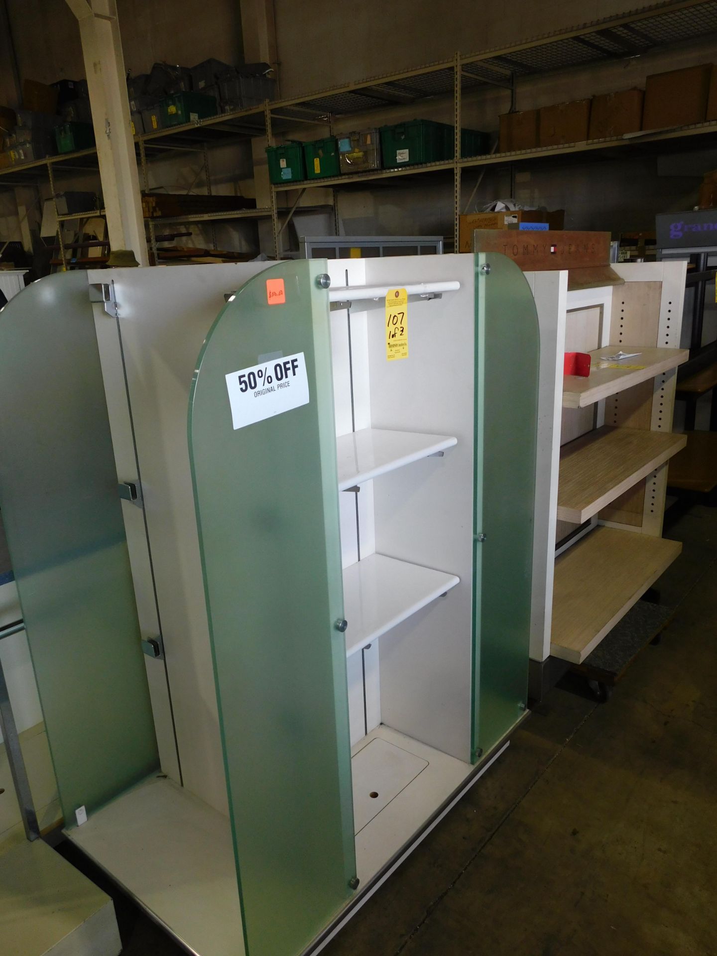 (3) Double-Sided Shelving Units