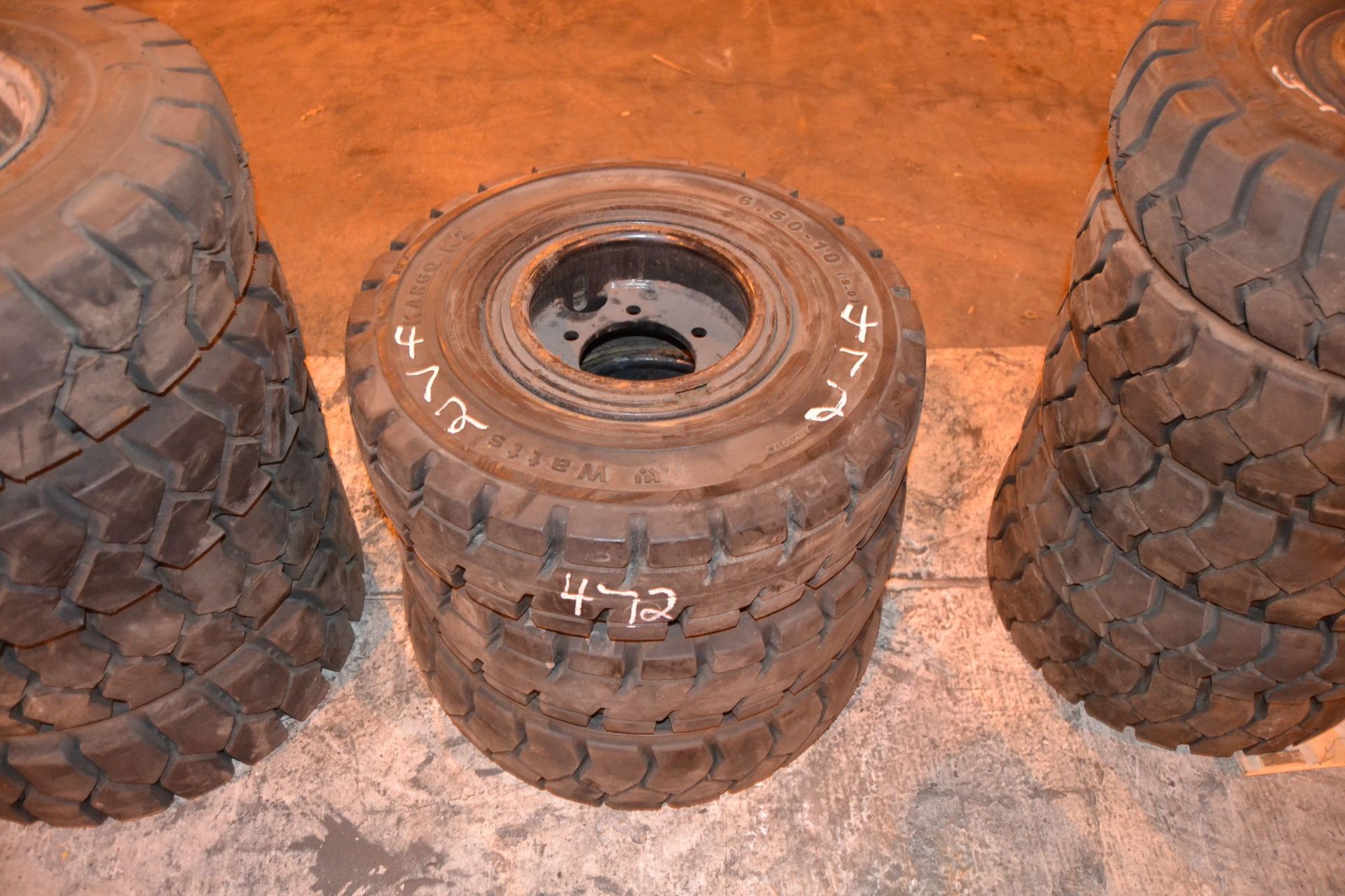 (3) 6.50-10 FORKLIFT TIRES & WHEELS