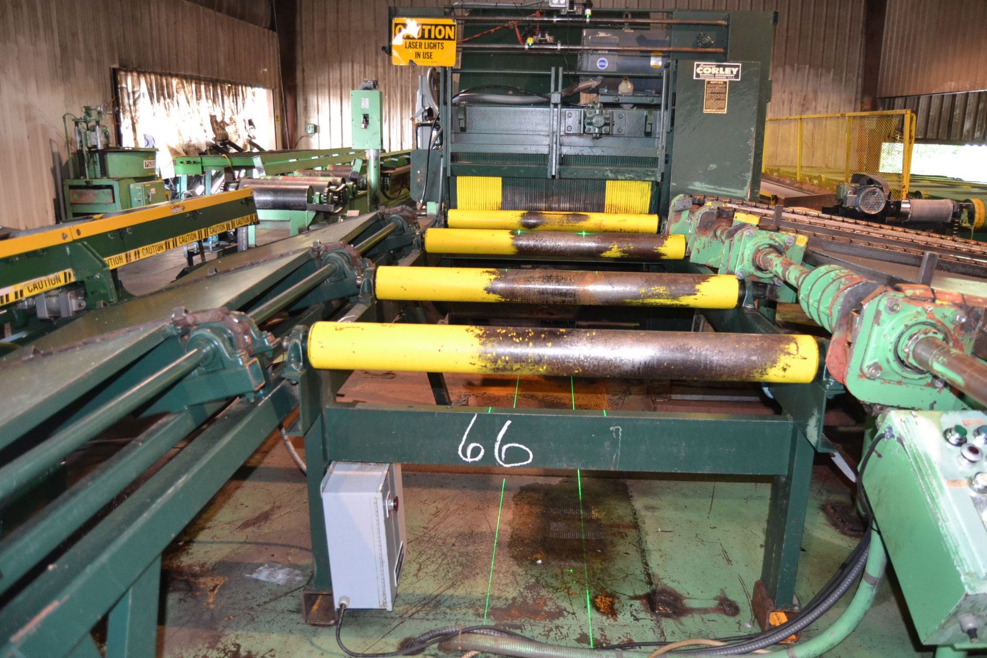 CORLEY 6"X48' COMBINATION GANG EDGER USED AS JUST A EDGER W/ INFEED ROLLCASE W/ 18" SINGLE BELT