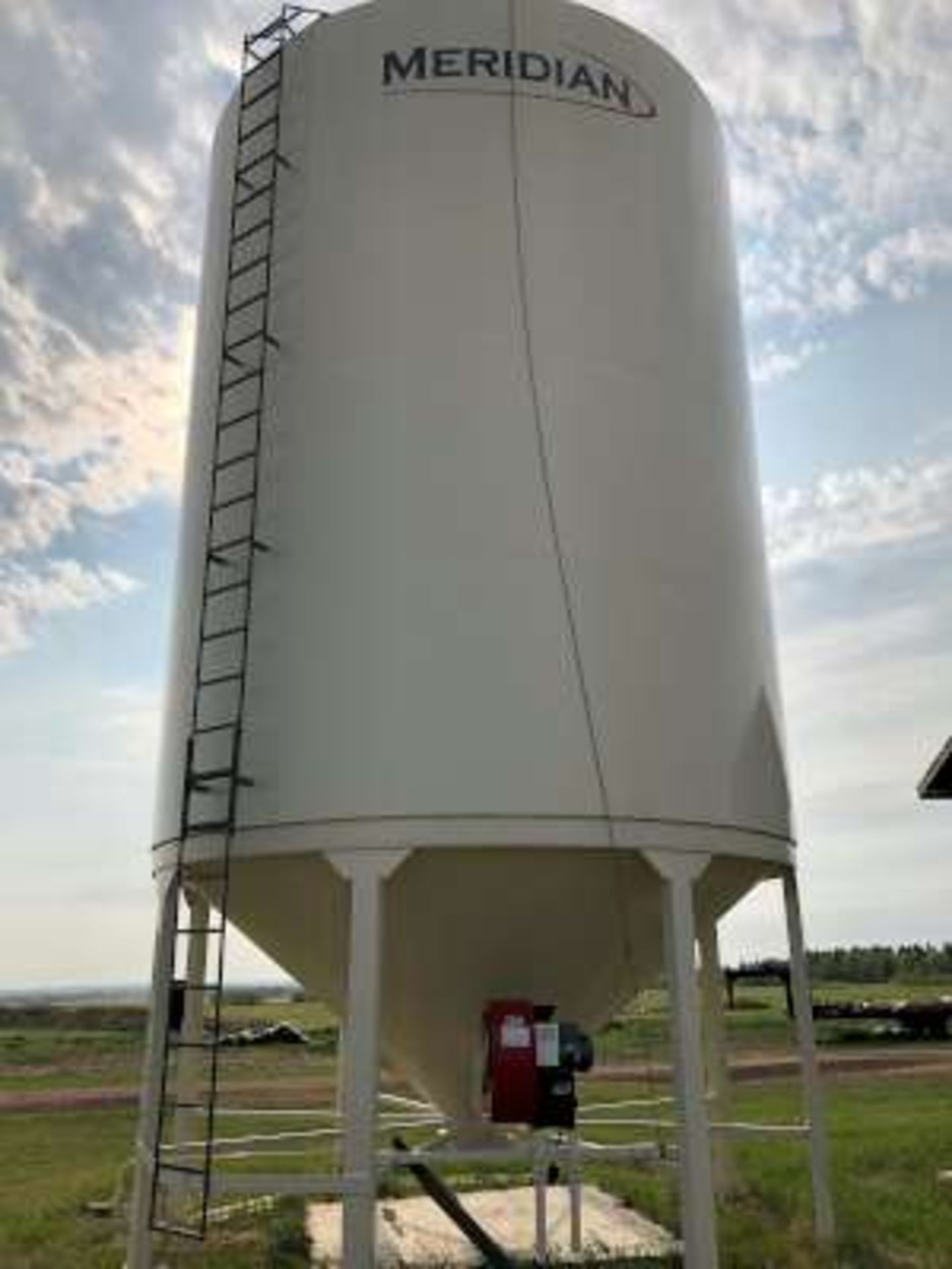 Meridian Epoxy hopper bin, 4000bus, ladder, w/skids, 4yrs old, c/w Flamans centre cone aeration fan, - Image 6 of 6