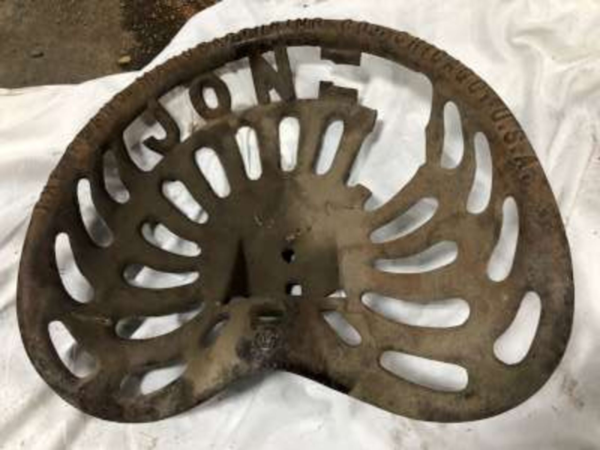 Antique Cast Iron implement seat (maufacturing co. Chicago)