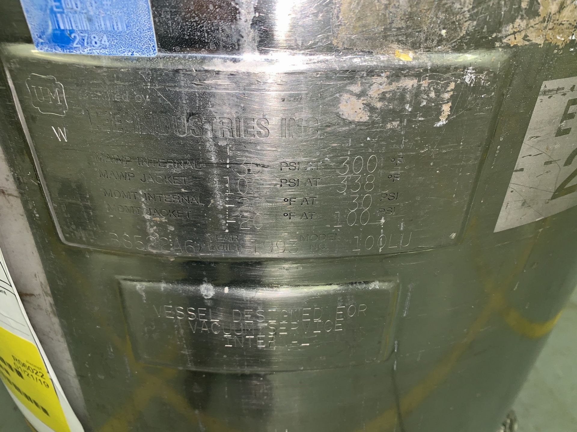 Lot # 12 - Lee Industries, Vacuum Kettle, 100LU, Stainless Steel, 100 Liter Steam Jacketed, - Image 3 of 3