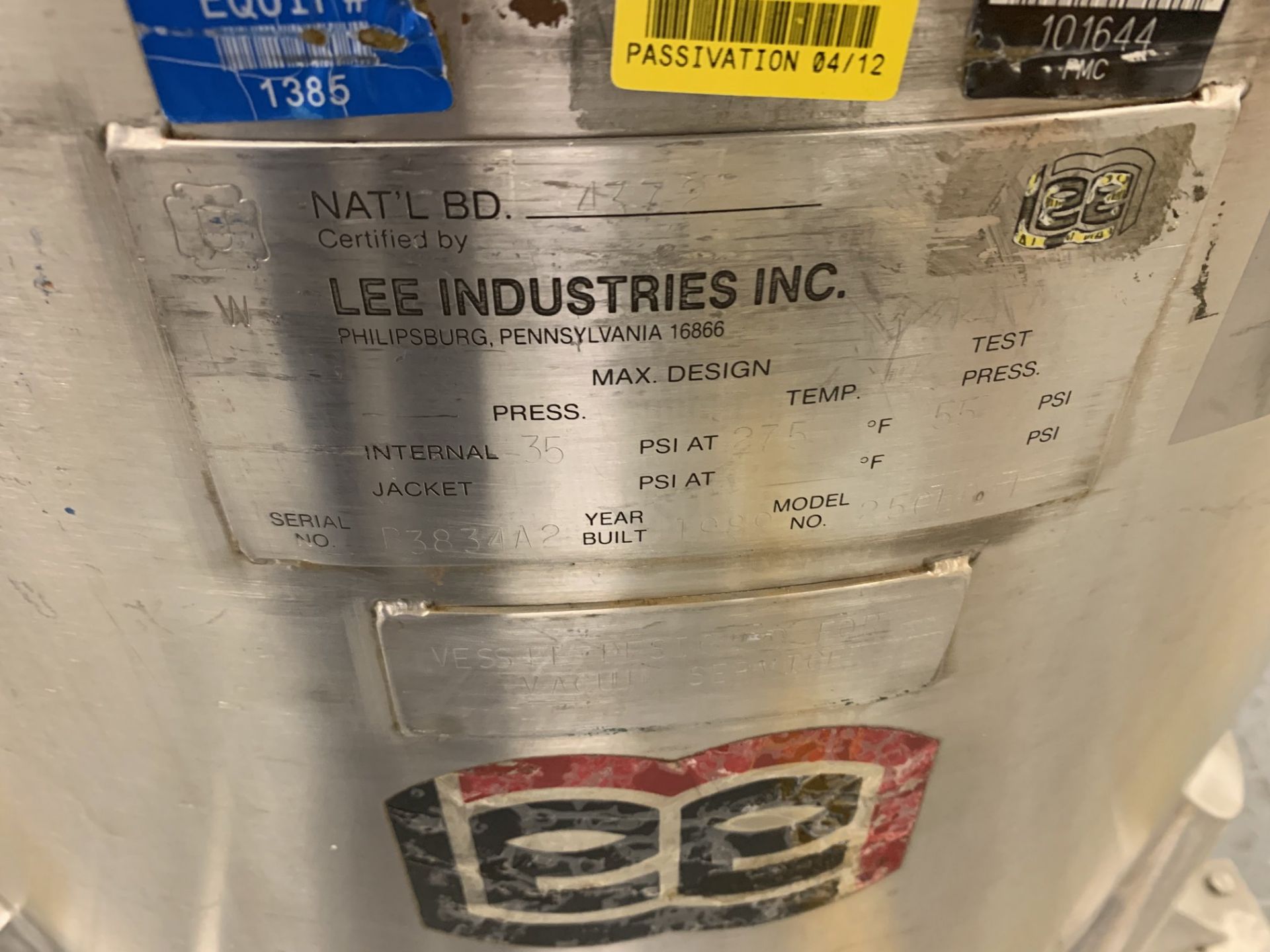 Lot # 45 - Lee Industries, 250L DBT, Stainless Steel Vacuum Kettle, 250 Liter , Propellor agitator - Image 3 of 3