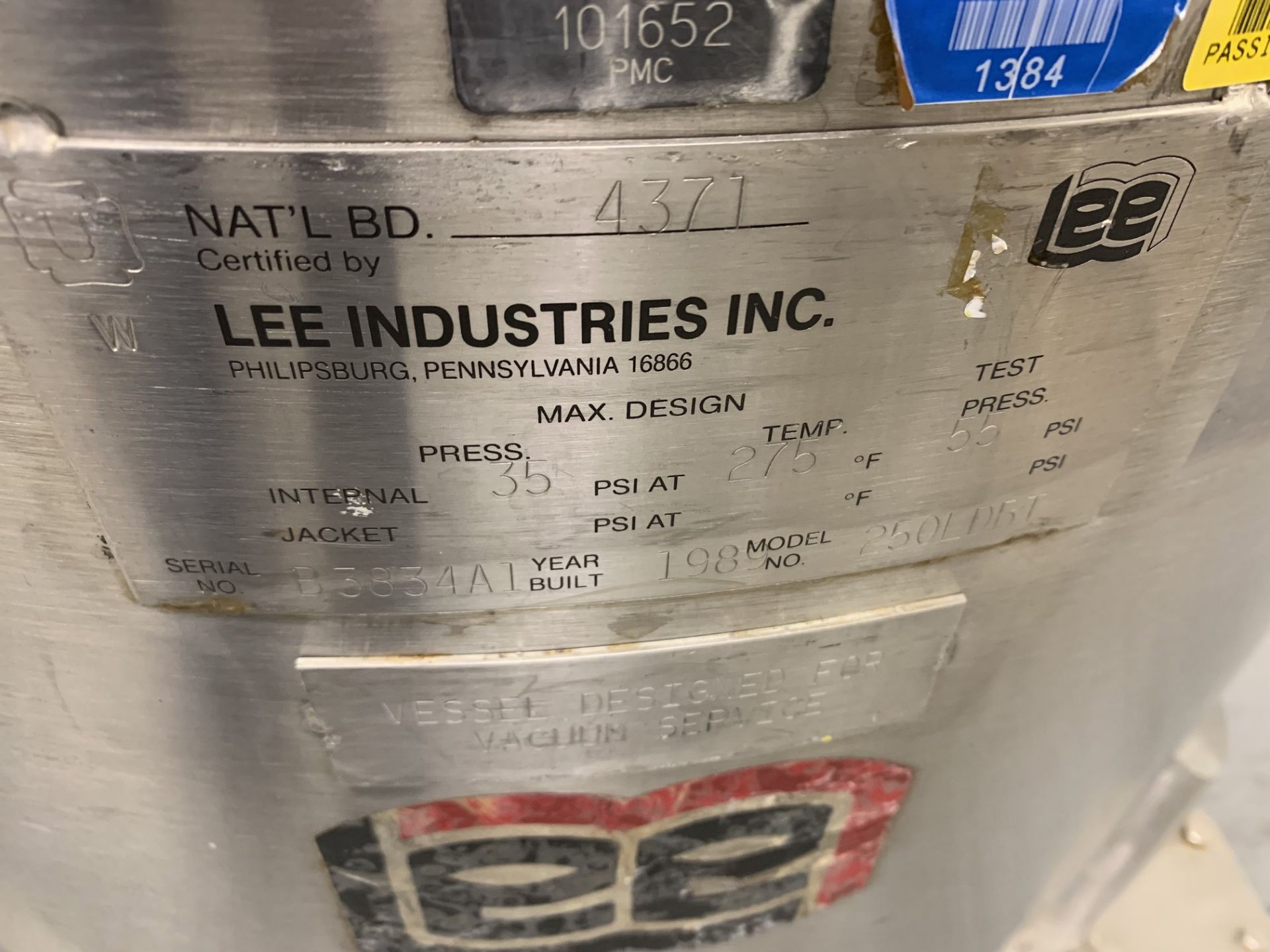Lot # 17 - Lee Industries, 250L DBT, Stainless Steel Vacuum Kettle, 250 Liter , Propellor agitator - Image 4 of 4
