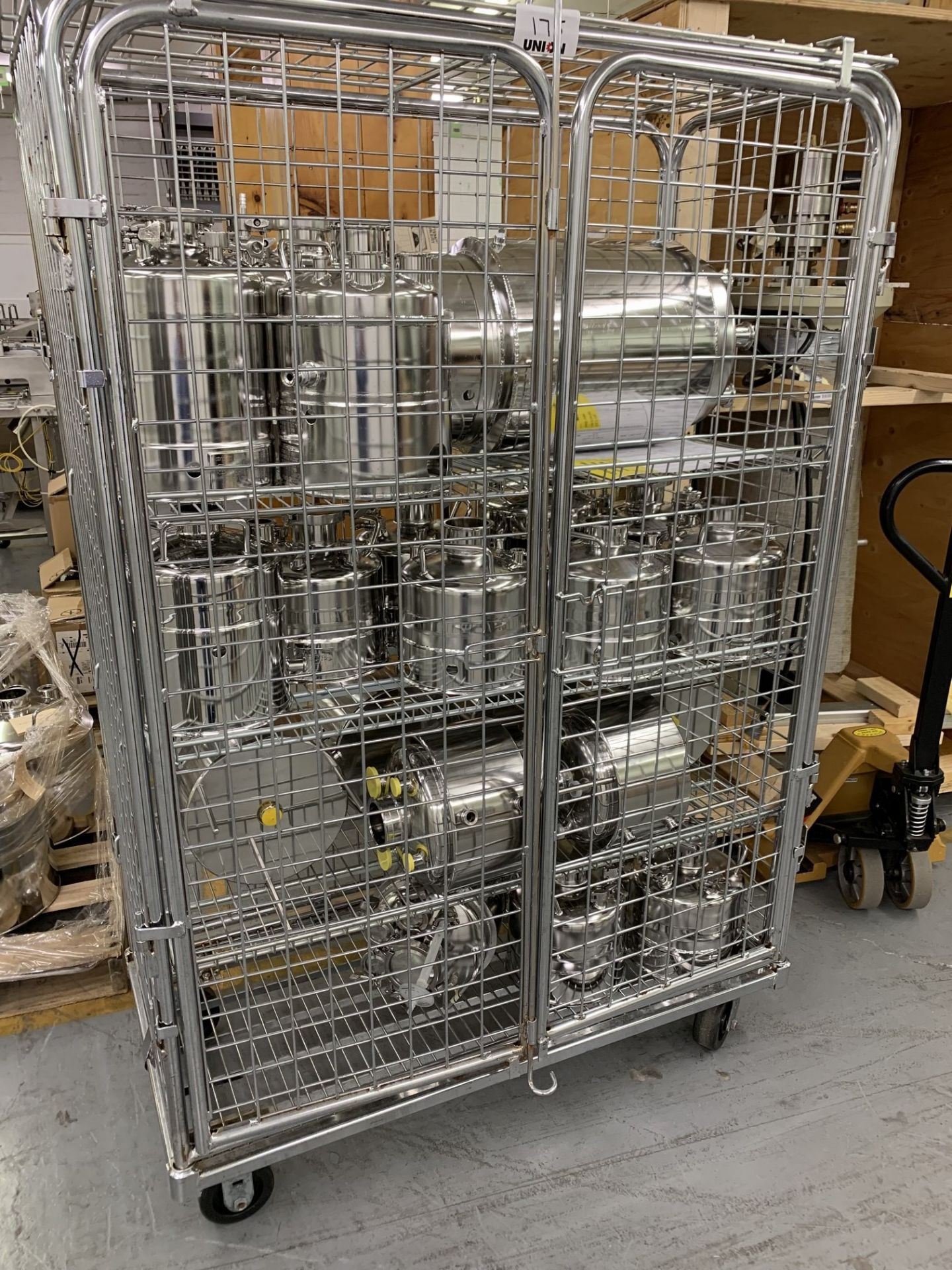 Lot # 175 - Lot of Stainless Steel Pressure Vessels with cart, asset # SDC17-1752