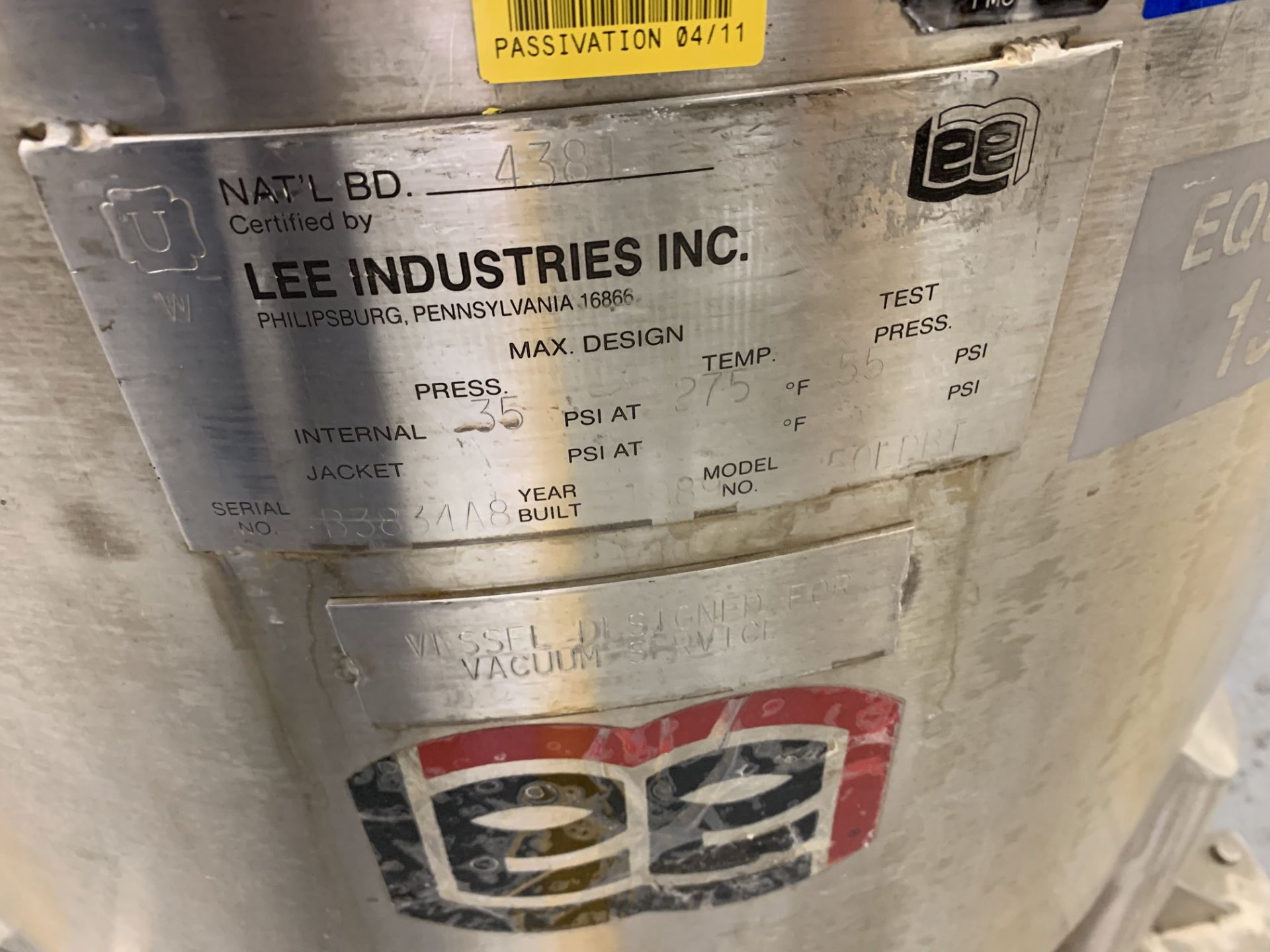 Lot # 46 - Lee Industries, 250L DBT, Stainless Steel Vacuum Kettle, 250 Liter , Propellor agitator - Image 3 of 3