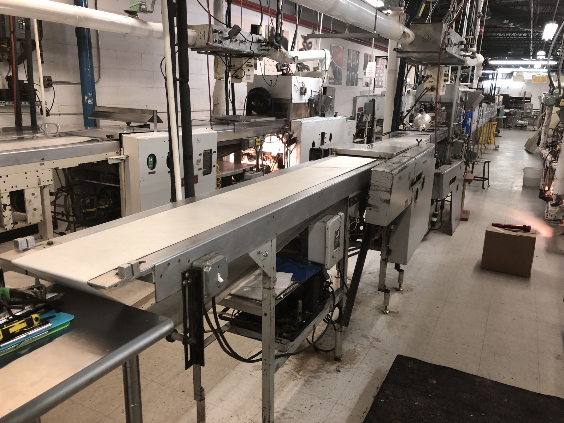 Smith 10" Enrobing Line - 8 ft cold plate conveyor with freon compressor, pre-bottomer, 8 ft cold - Image 2 of 13