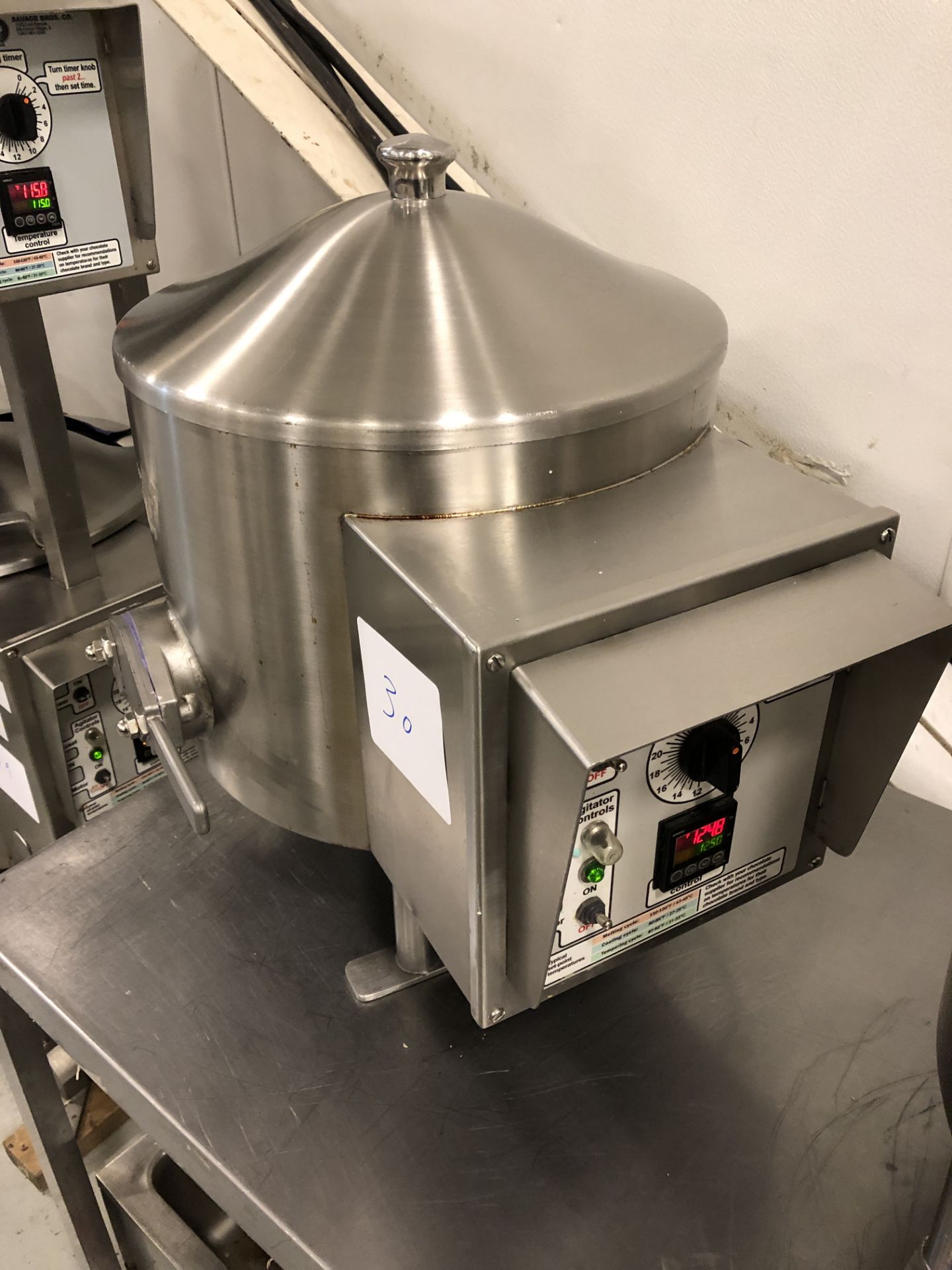 Savage 50-lb Stainless Steel Chocolate Melter, model 0934-40, jacketed and agitated, electrically