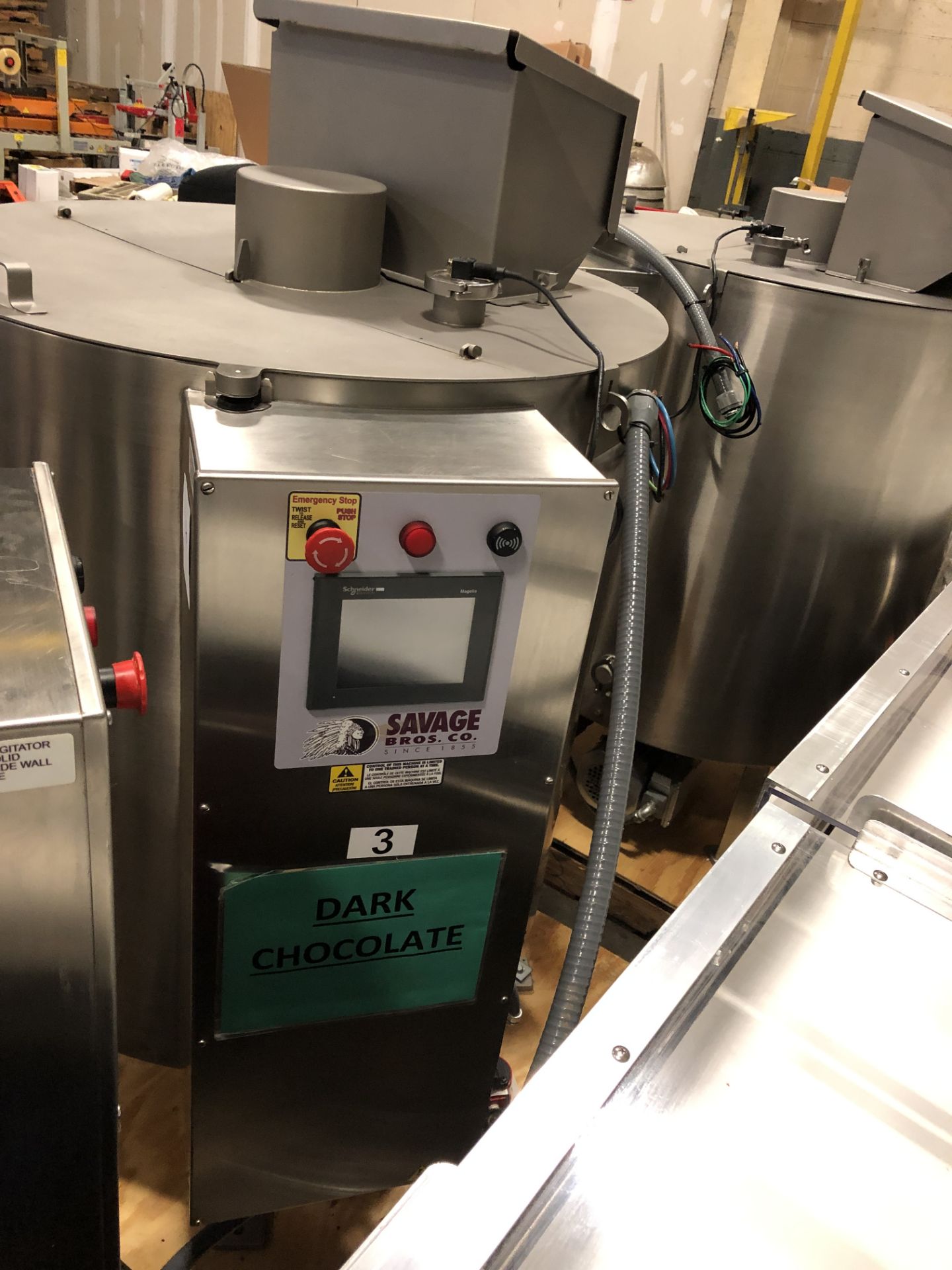Savage Stainless Steel 1250-lb Chocolate Melter, model 0974-36, with PLC touchscreen controls,