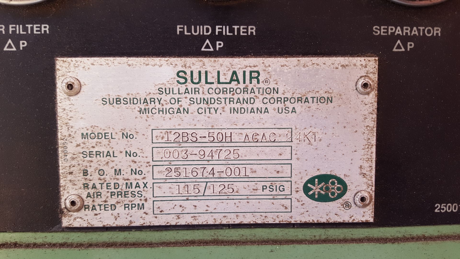 SULLAIR COMPRESSOR 12-50 - Image 5 of 5