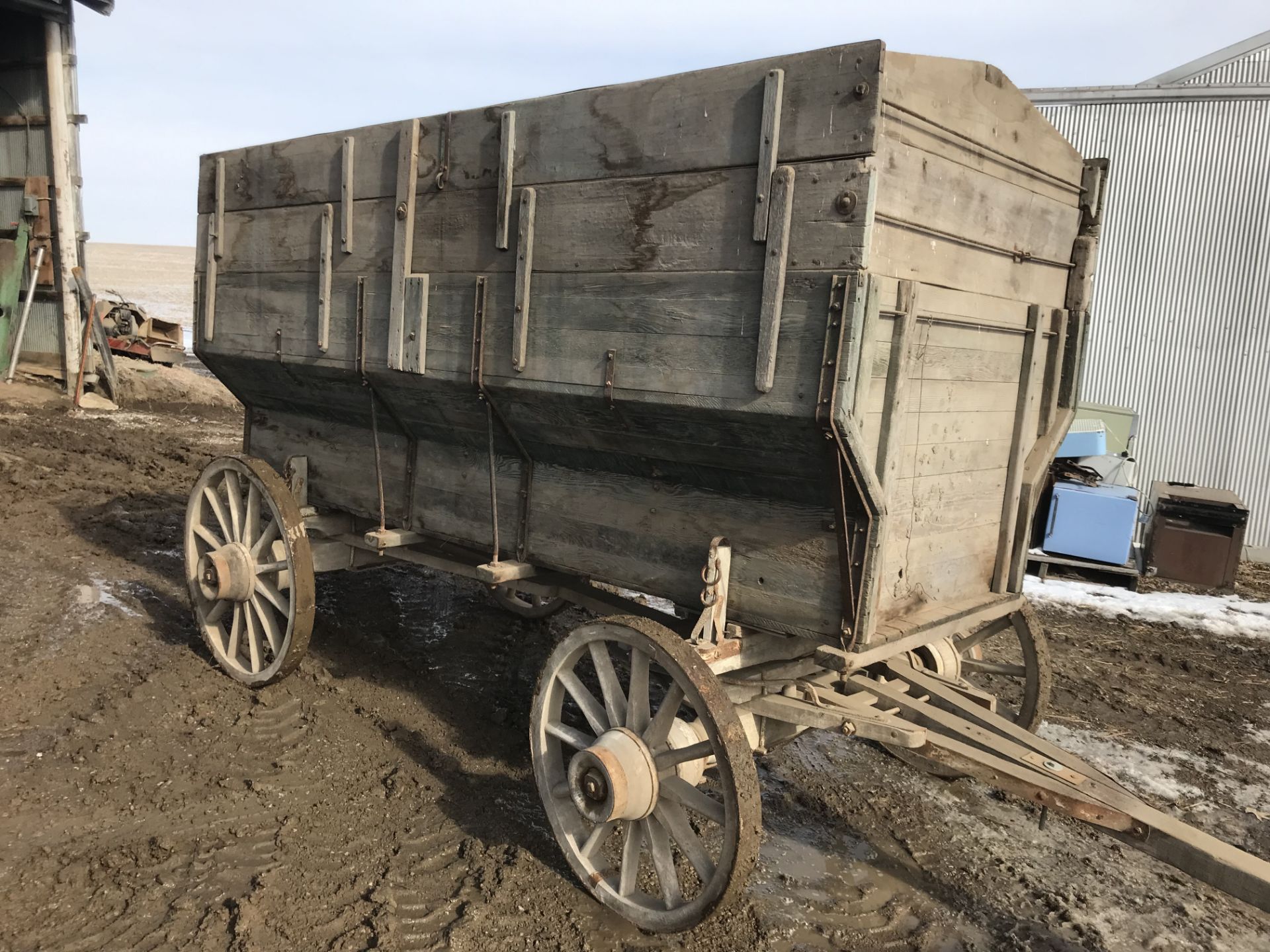 4 Wheel Wood Wagon w/Side Boards, Good Wheels, (shedded) - Image 6 of 6