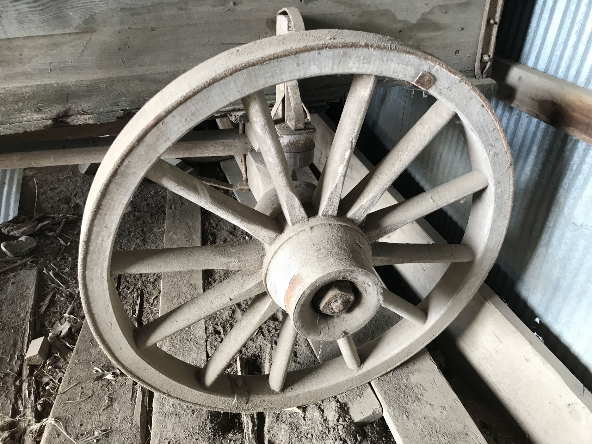 4 Wheel Wood Wagon w/Side Boards, Good Wheels, (shedded) - Image 4 of 6