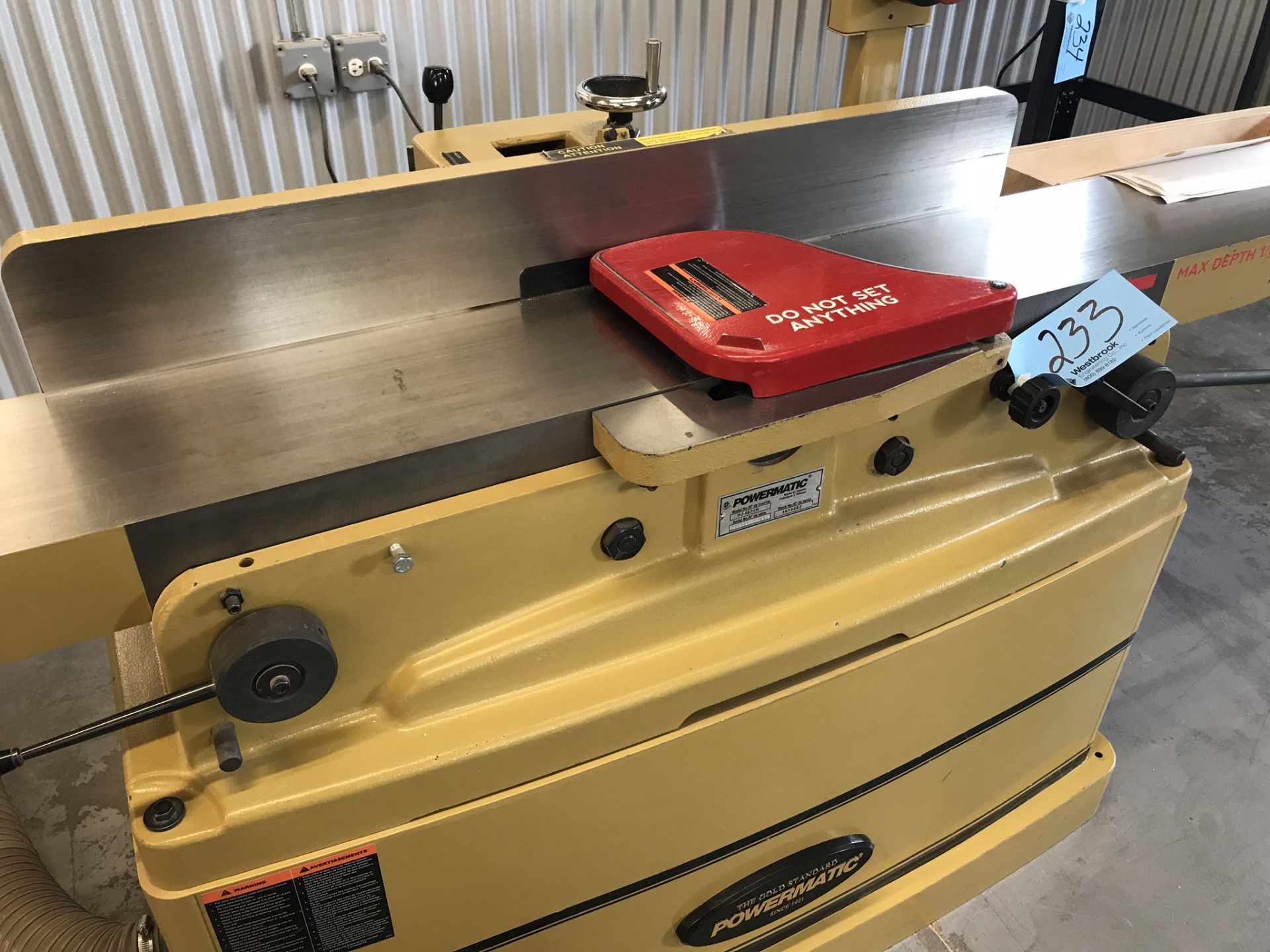 Powermatic Model PJ-882HH, 8" Jointer, S/n 1408882HH1975, 2-HP, 3450 RPM, 1-PH - Image 3 of 5