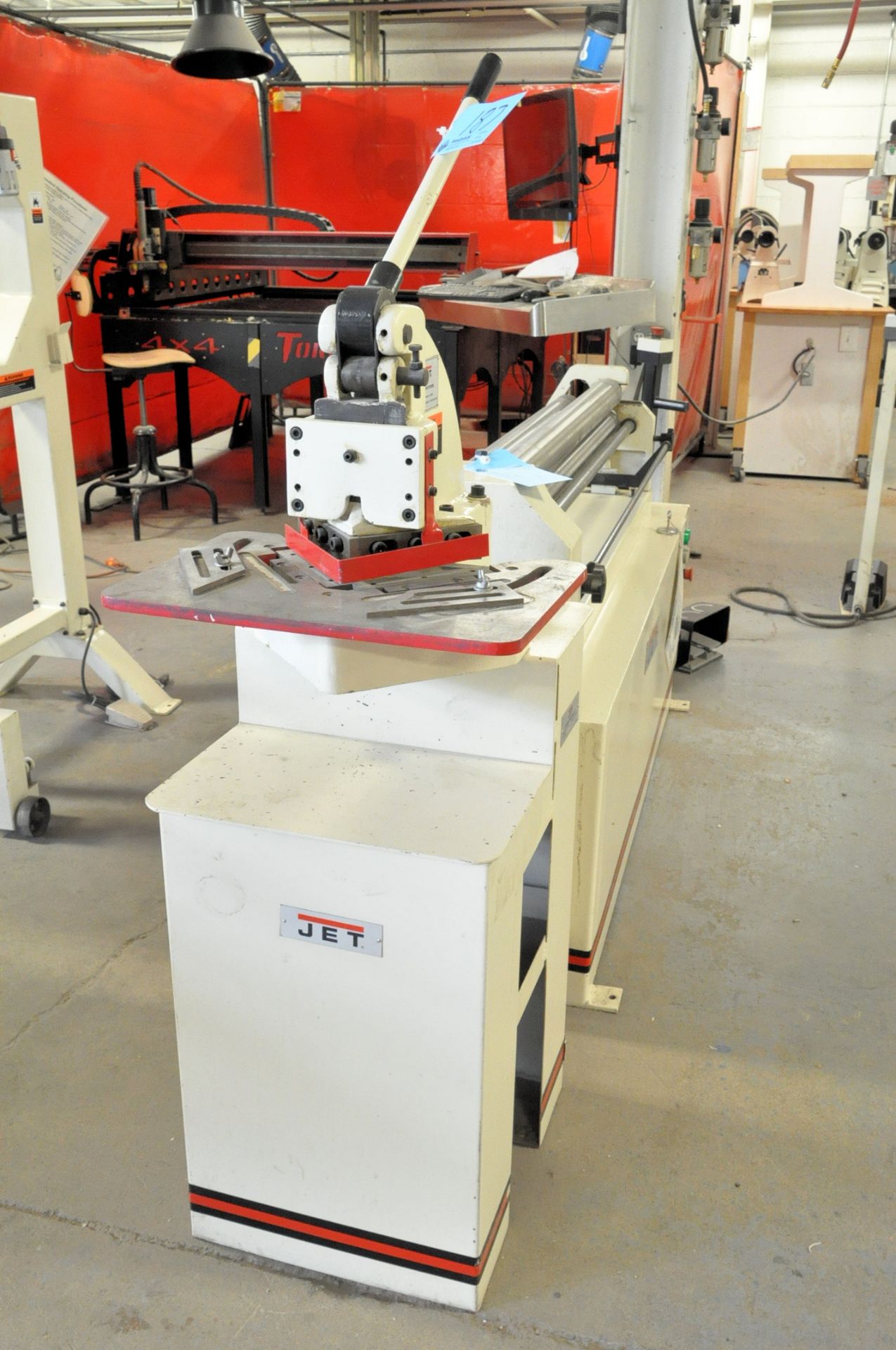 Jet HN-16T, 16-GA Mild Steel Capacity Corner Notcher, S/n 14120092, with Jet S-16T Floor Stand