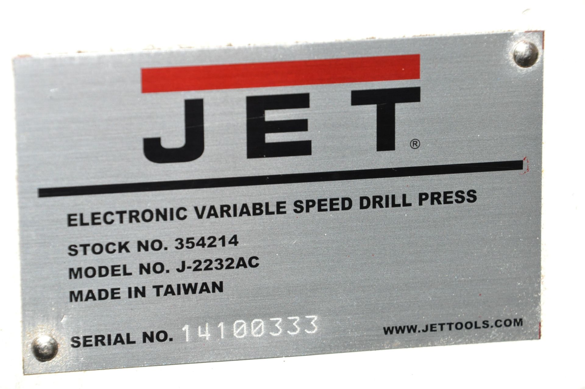 Jet J-2232AC, 20" Floor Type Drill Press, S/n 14100333, Electronic Variable Speed, 1/2" Chuck, 2-HP - Image 3 of 3