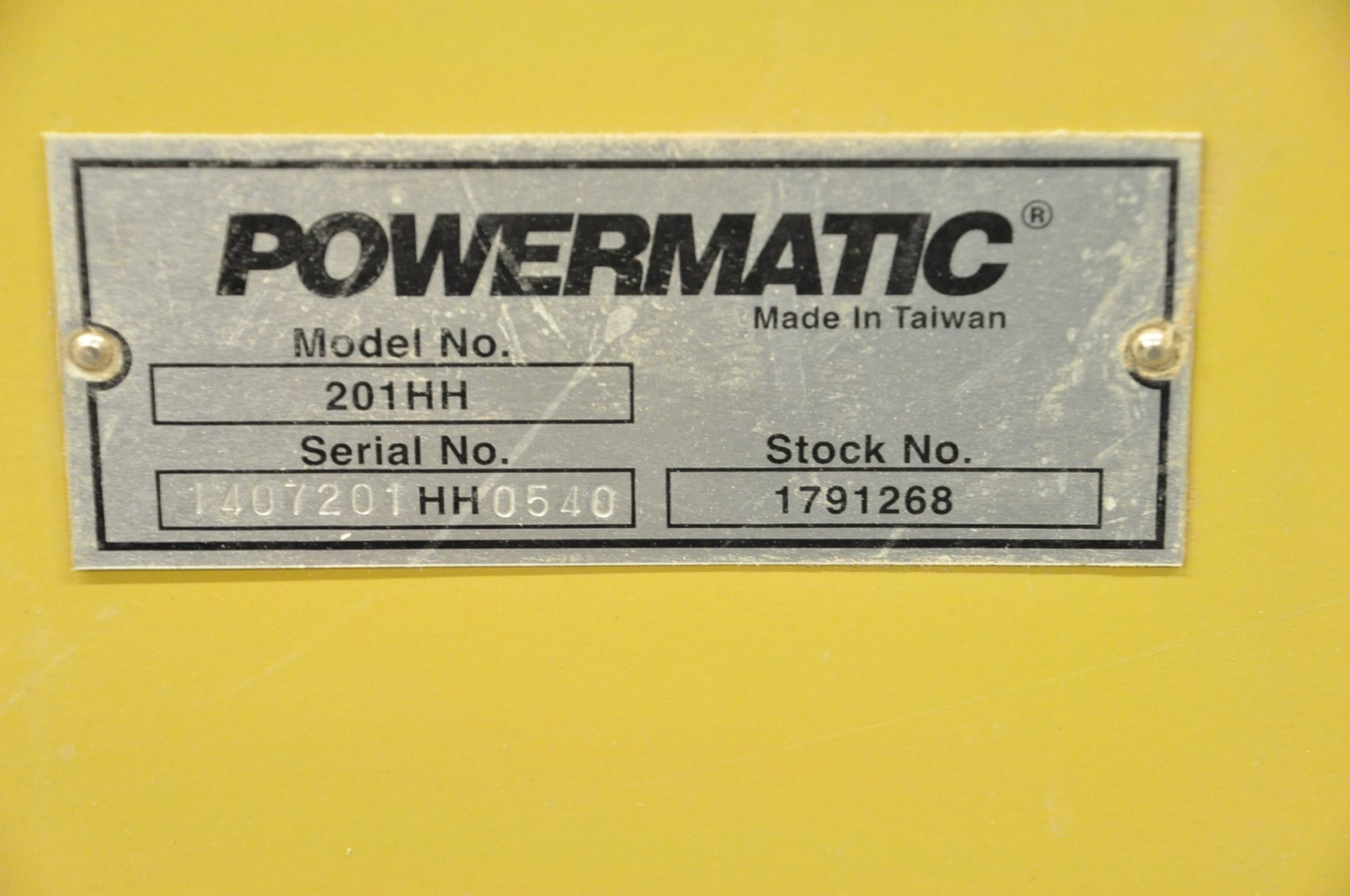 Powermatic Model 201HH, 22" Planer, S/n 1407201, 7 1/2-HP, 3-PH, with Flex Hose Exhaust Connection - Image 3 of 3