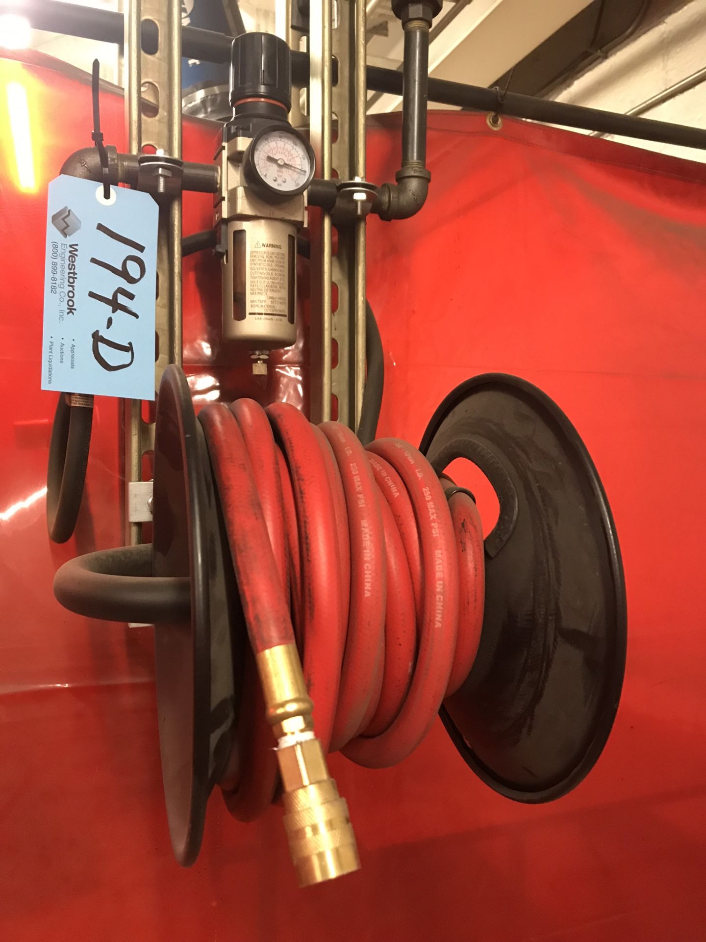 Hose Reel with Air Pressure Regulator and Gauge