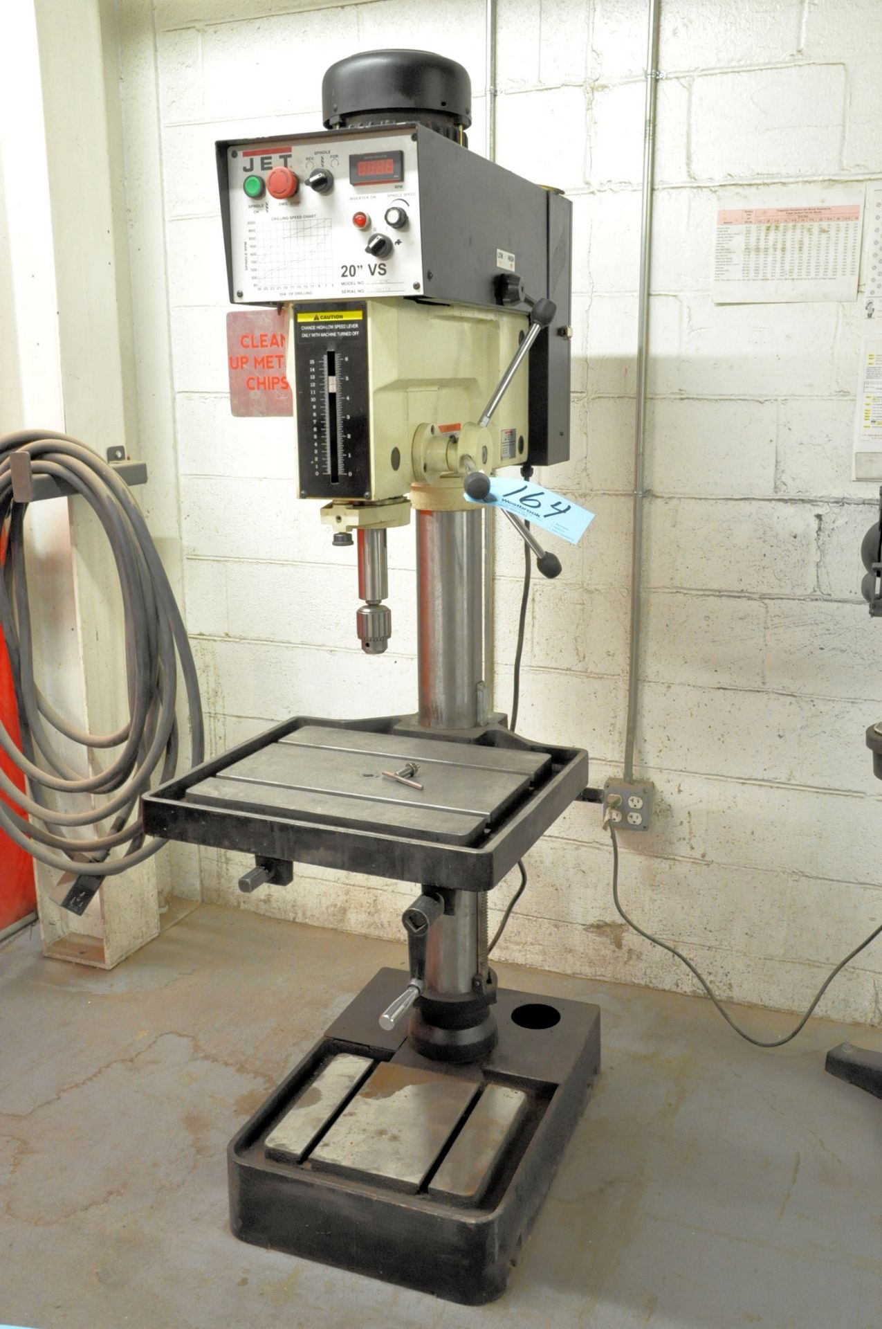 Jet J-2232AC, 20" Floor Type Drill Press, S/n 14100333, Electronic Variable Speed, 1/2" Chuck, 2-HP