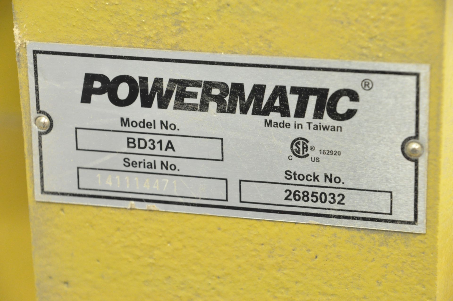 Powermatic Model BD31A, Combination 6" Belt x 12" Disk Sander, 2-HP, 1725 RPM, 3-PH - Image 2 of 2
