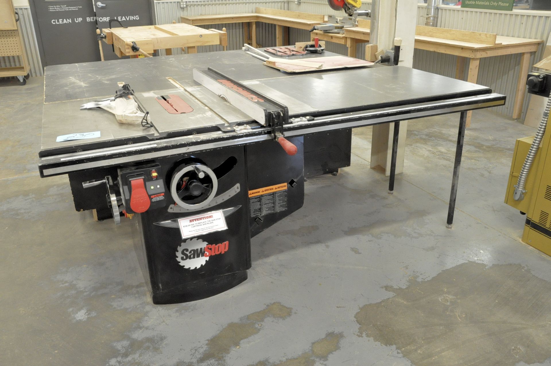 Saw Stop Model ICS53230, 10" Indl Cabinet Table Saw, 5-HP, 4000 RPM, 52" T-Glide Fence, Safety Stop