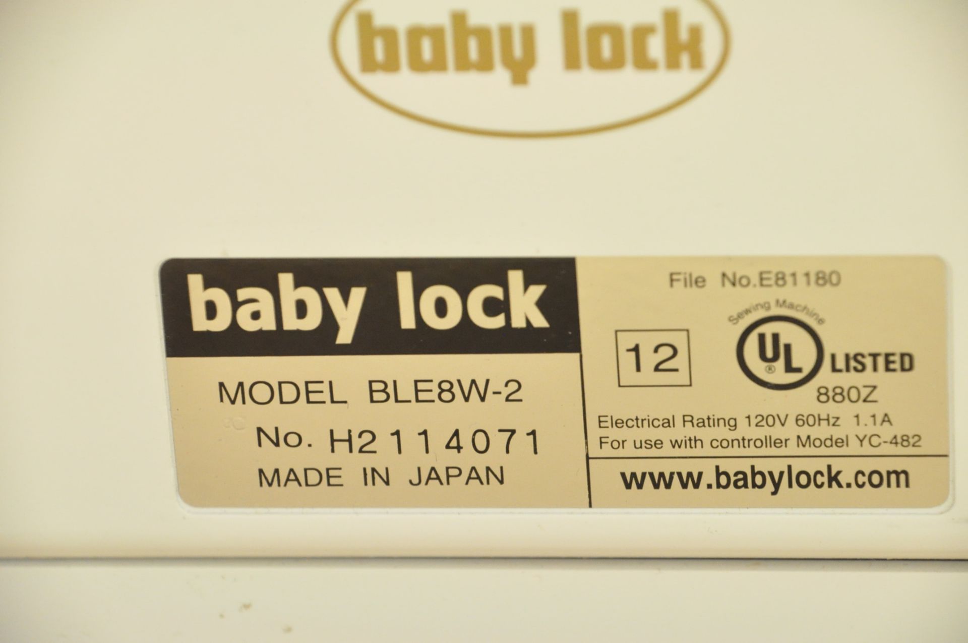 Baby Lock Model BLE8W-2, 8-Thread Evolution Sewing Machine, - Image 3 of 3