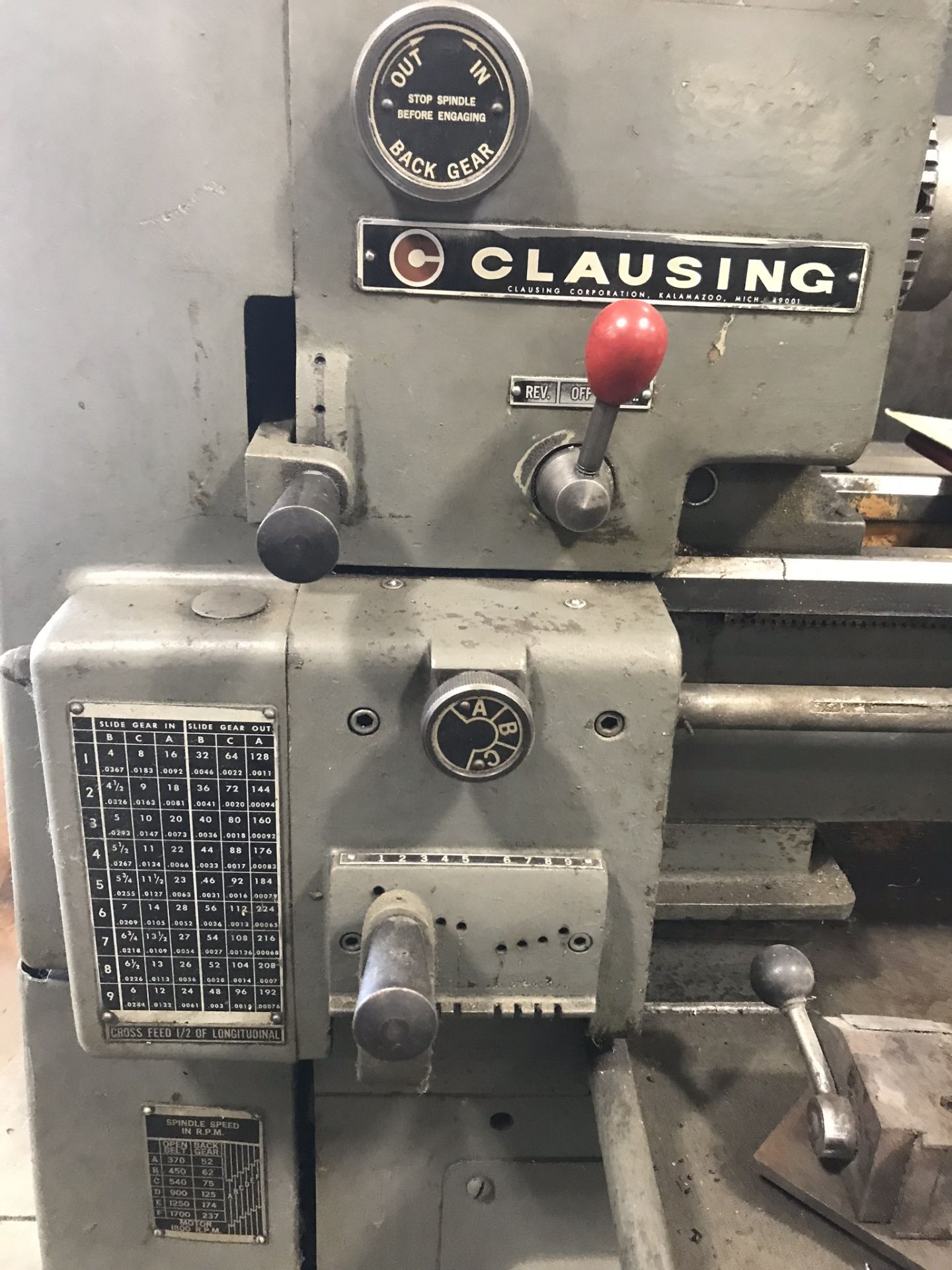 CLAUSING MODEL 5938, 12" Step-Drive Lathe, S/N 53042, - Image 4 of 7