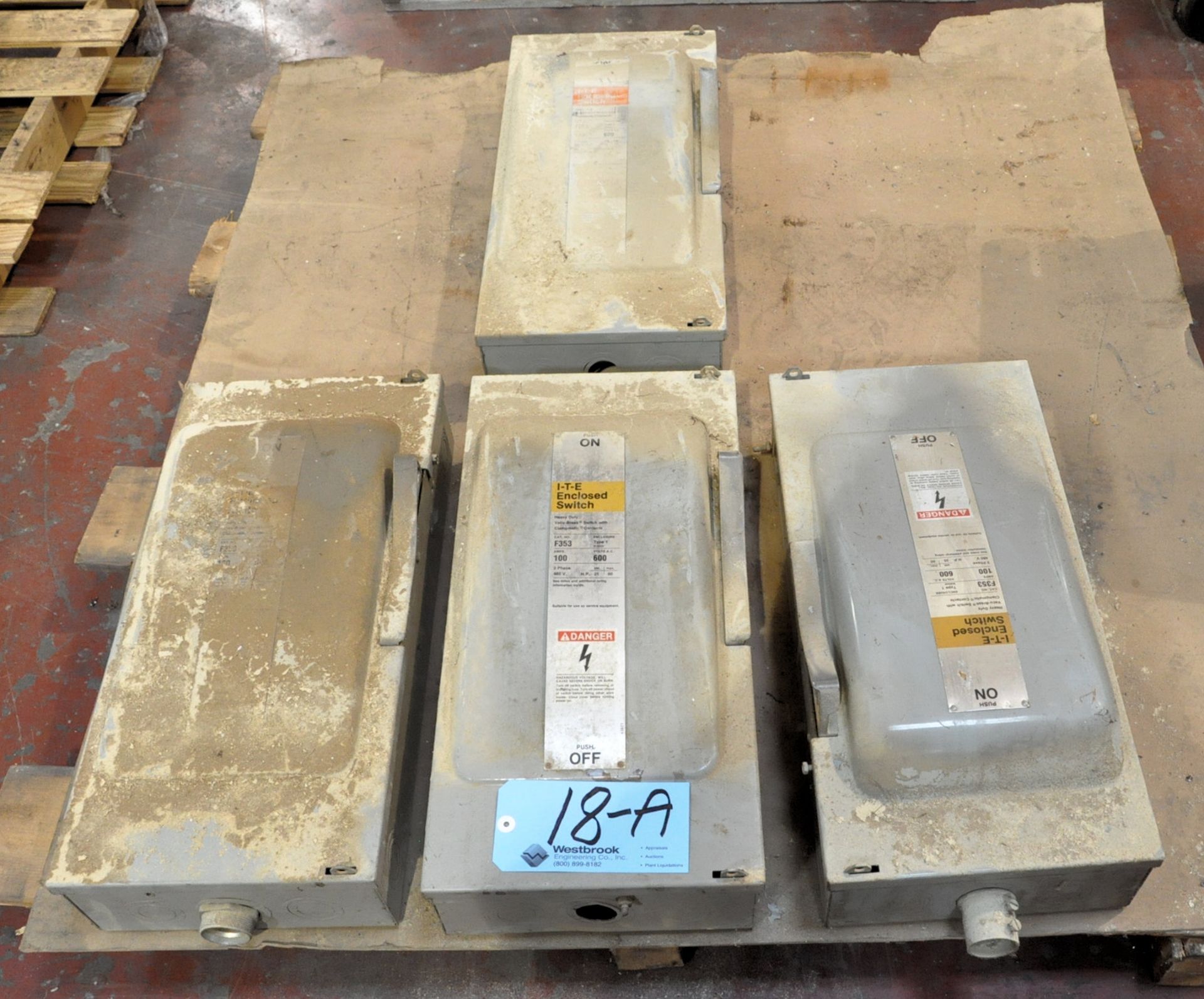 Lot-(4) I-T-E 100-Amp Capacity Enclosed Switch Boxes on (1) Pallet