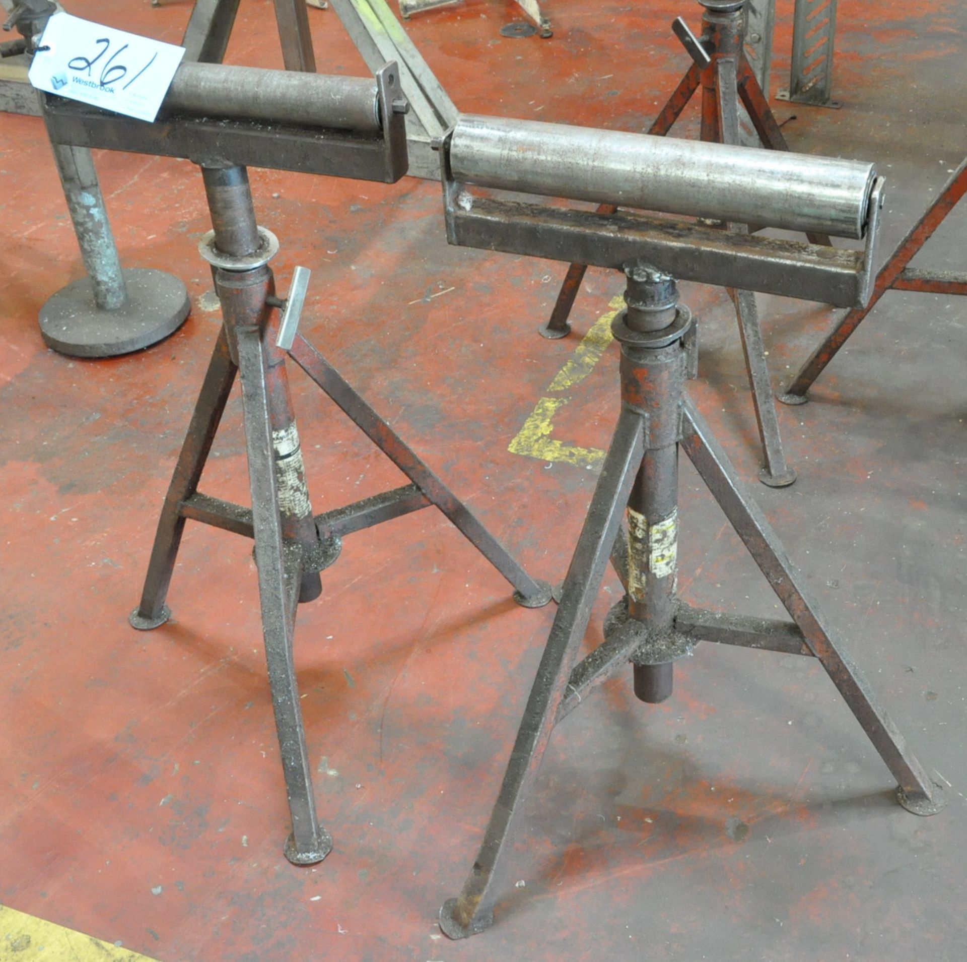 Pair 14 1/2" Adjustable Height Roller Feed Stands