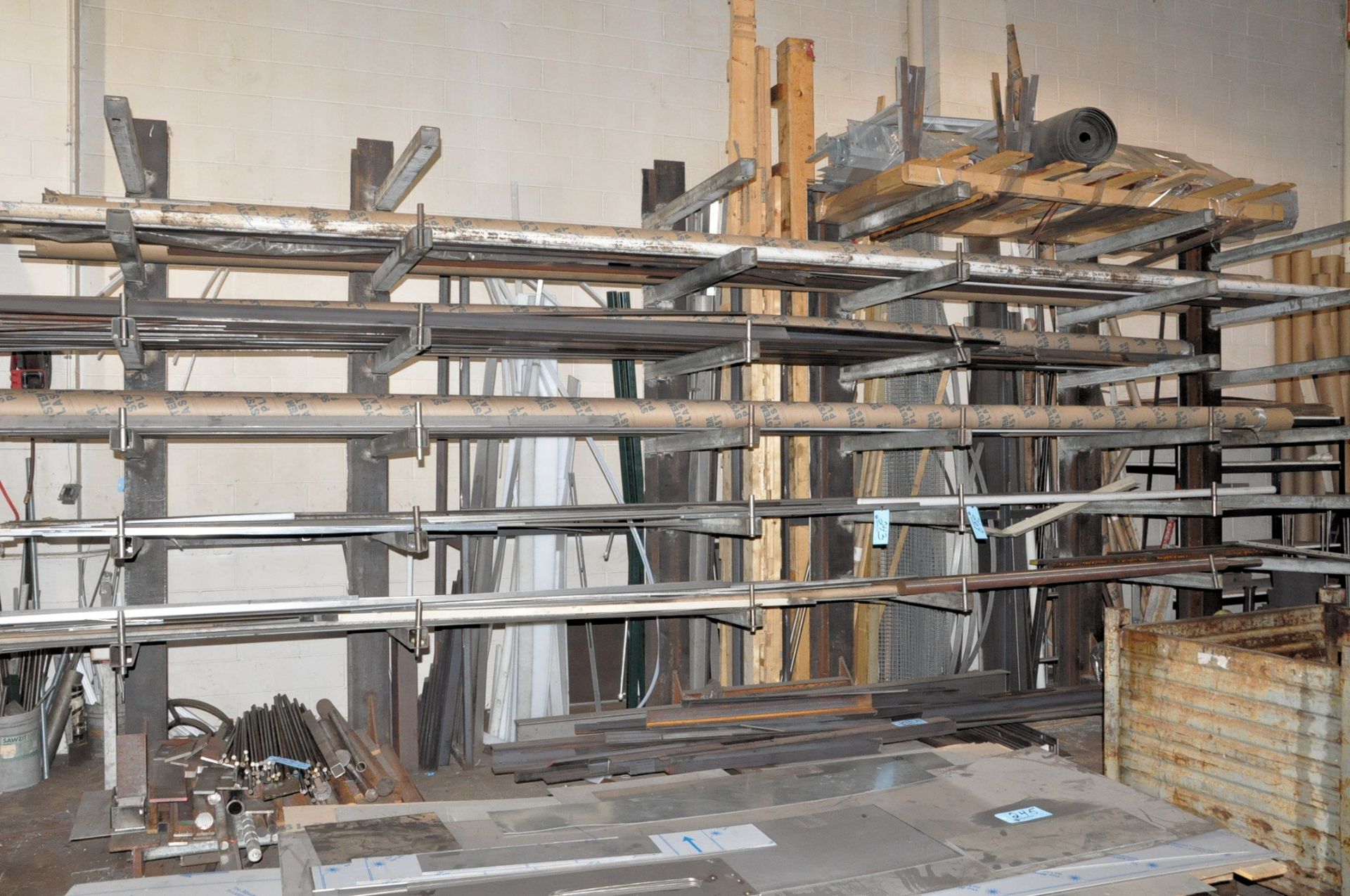 Lot-Steel Cantilever Stock Rack with Welded Attached Back Rack,