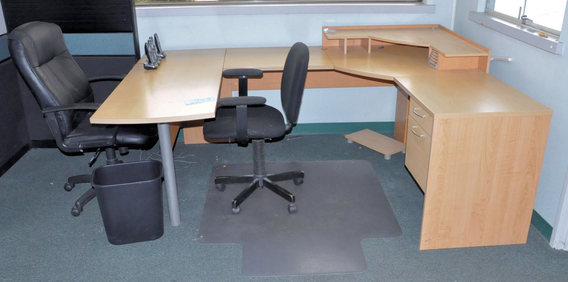 Modular Office Desk System with (2) Chairs and Lateral File Cabinet,