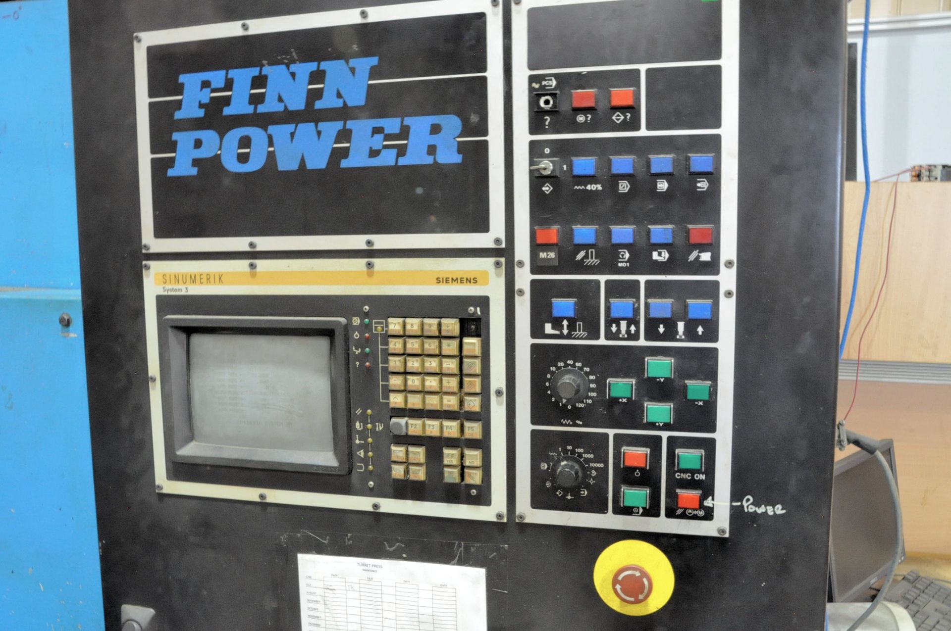 Finn-Power TP20001F2/22SU (1991), CNC Turret Punch, Siemens Sinumerik System 3 CNC Control, Tooling - Image 8 of 8