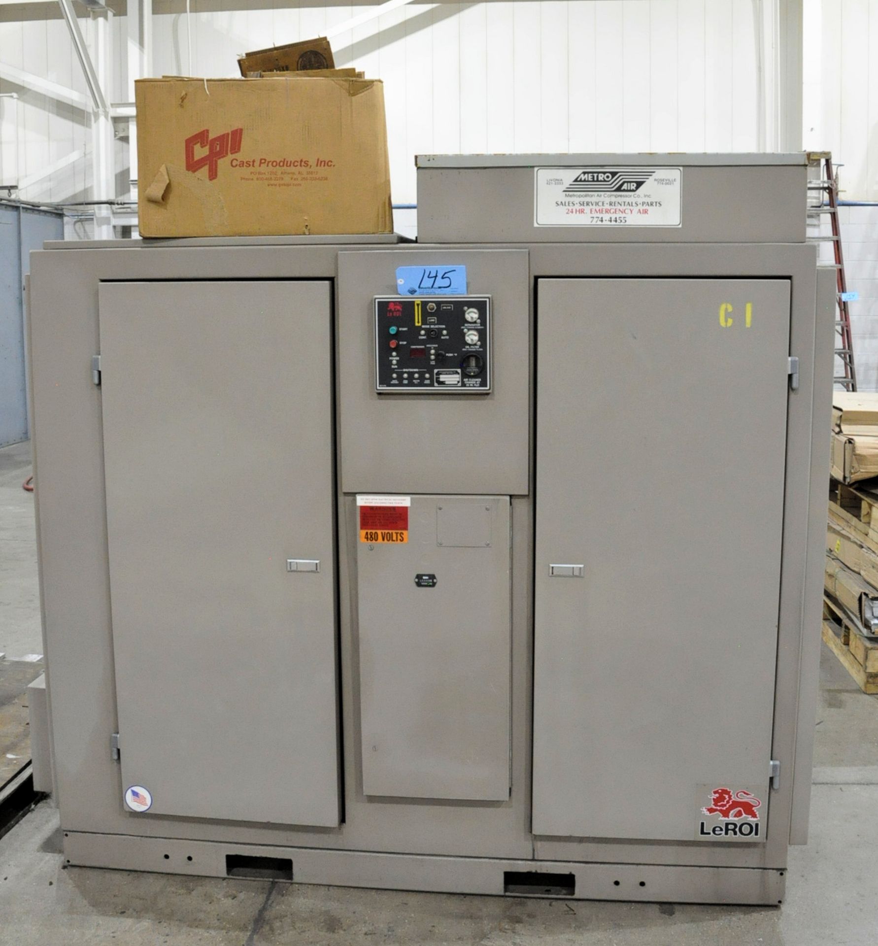 LeRoi Model WE75SSIIAH, 75-HP Rotary Screw Air Compressor, 100-PSI