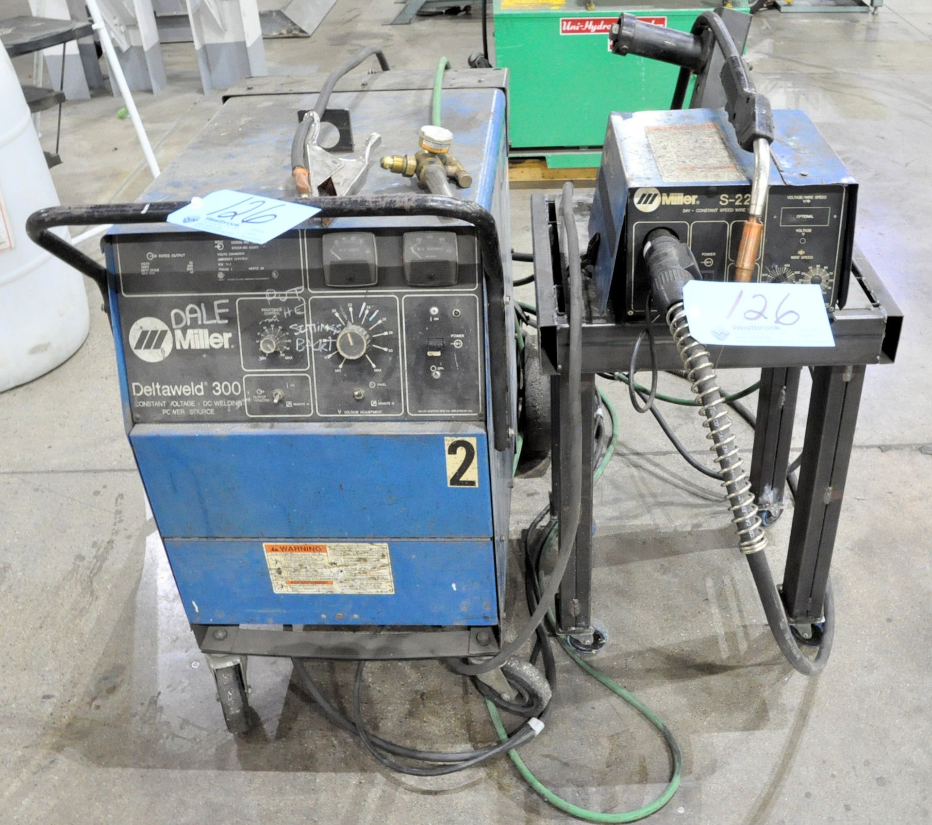 Miller Model Deltaweld 300, 300-Amp Capacity CV DC Arc Welder with Miller S-22A Wire Feed and Stand