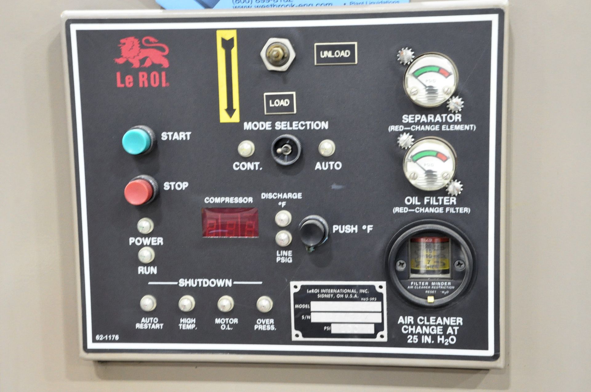 LeRoi Model WE75SSIIAH, 75-HP Rotary Screw Air Compressor, 100-PSI - Image 3 of 4