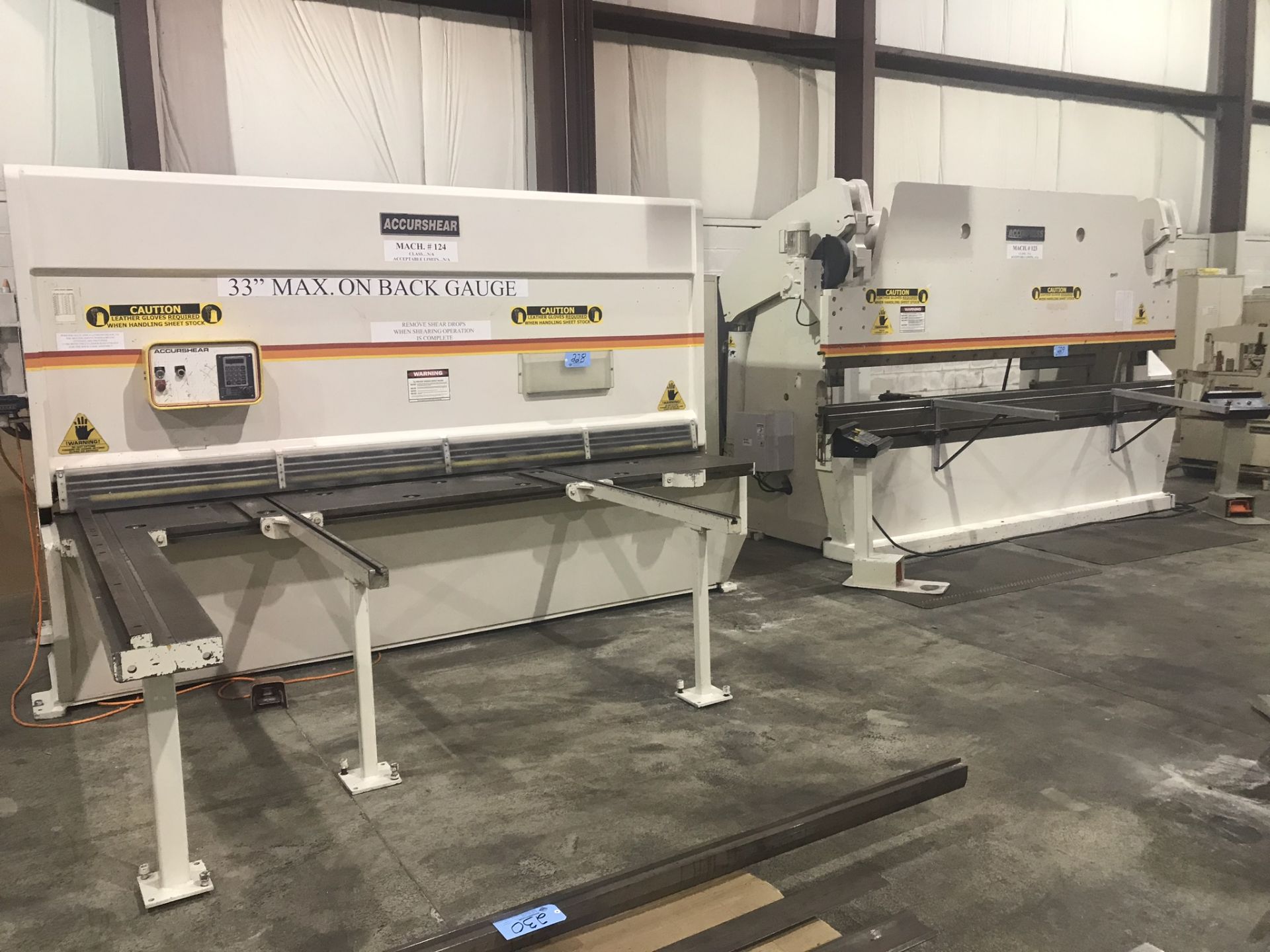 Accurpress 250 Ton x 12' Press Brake (Lot# 229), Accurshear 3/8" x 12' Hydraulic Shear (Lot #228)