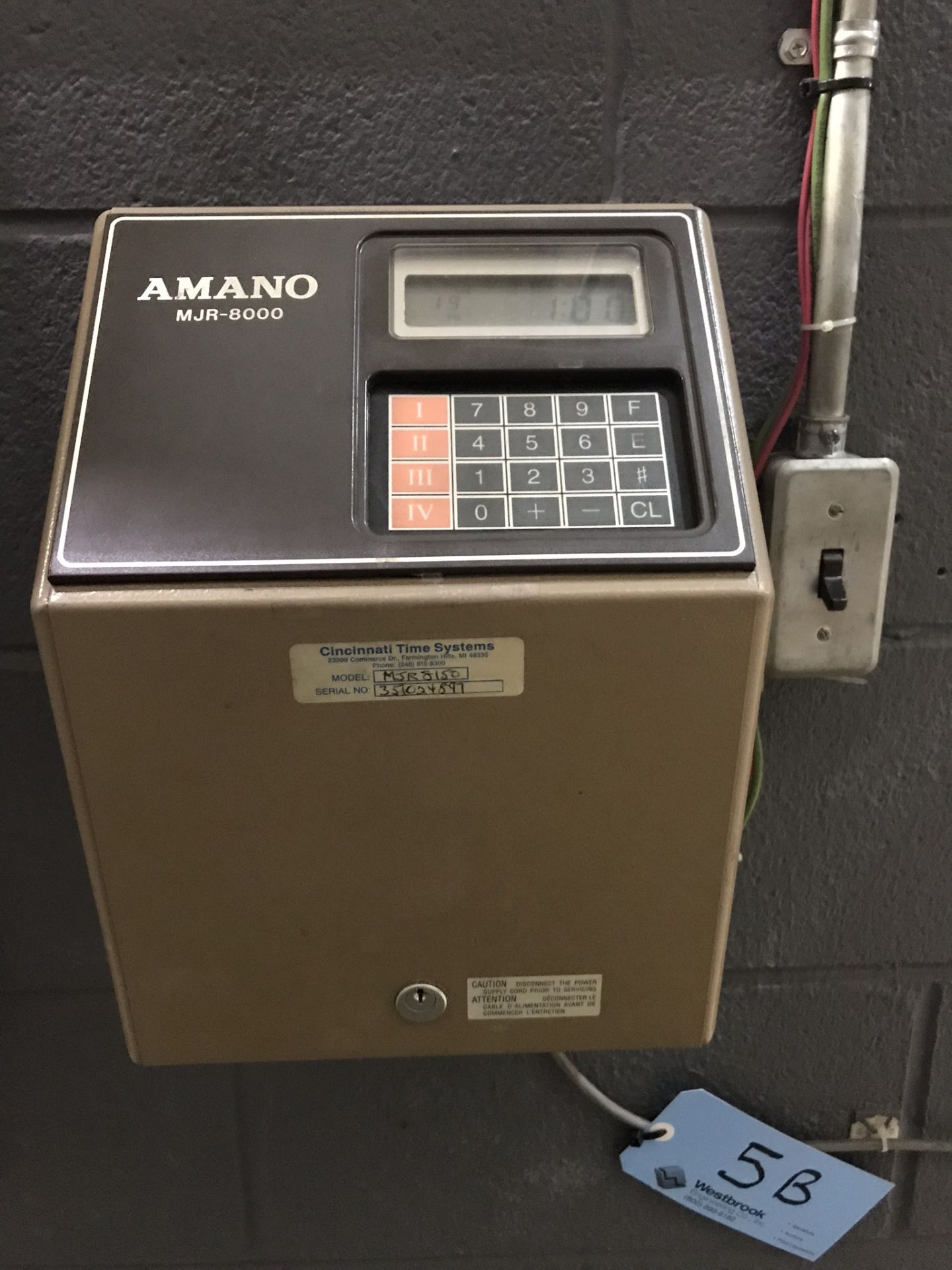 Amano MJR - 8000 Time Clock w/ (2) Card Racks