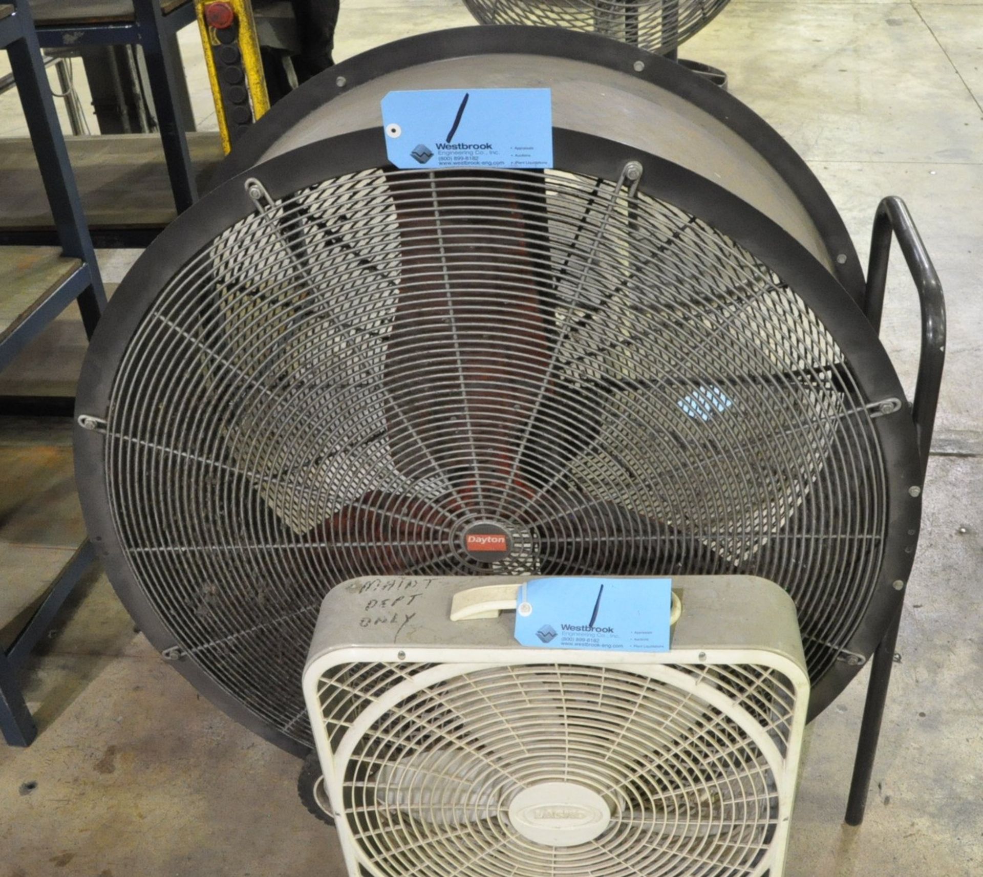 Lot-(1) Dayton 36" Portable Drum Fan and (1) Lasko 18" Room Fan