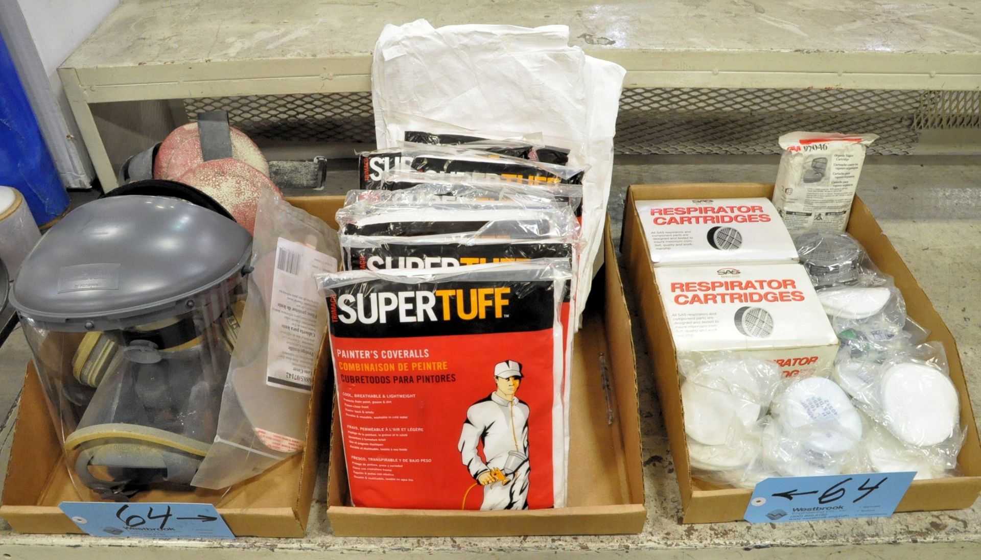 Lot-Face Shields, Painter's Overalls and Respirator Cartridges in (3)