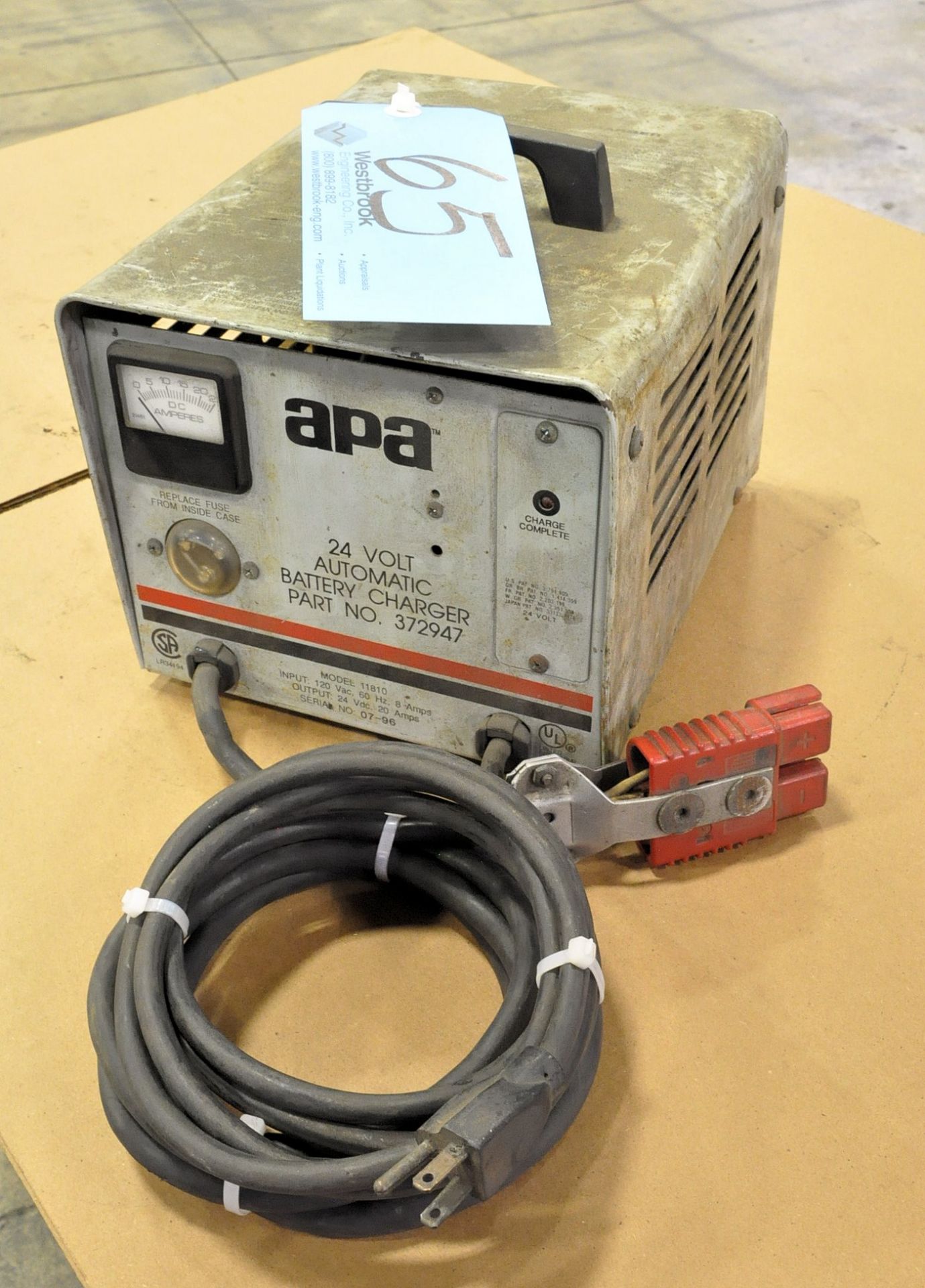 APA Model 11810, 24V x 20-Amp Capacity Industrial Battery Charger,