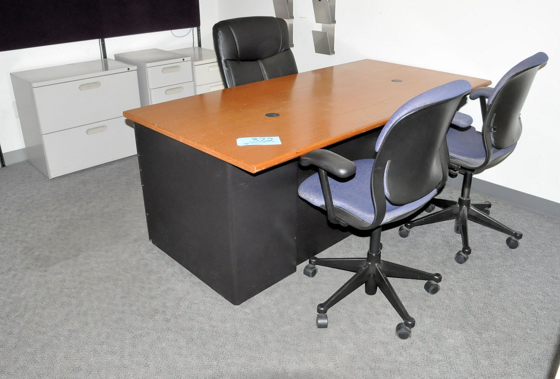 Lot-Desk, Chairs and File Cabinets in (1) Office, (No Phones),