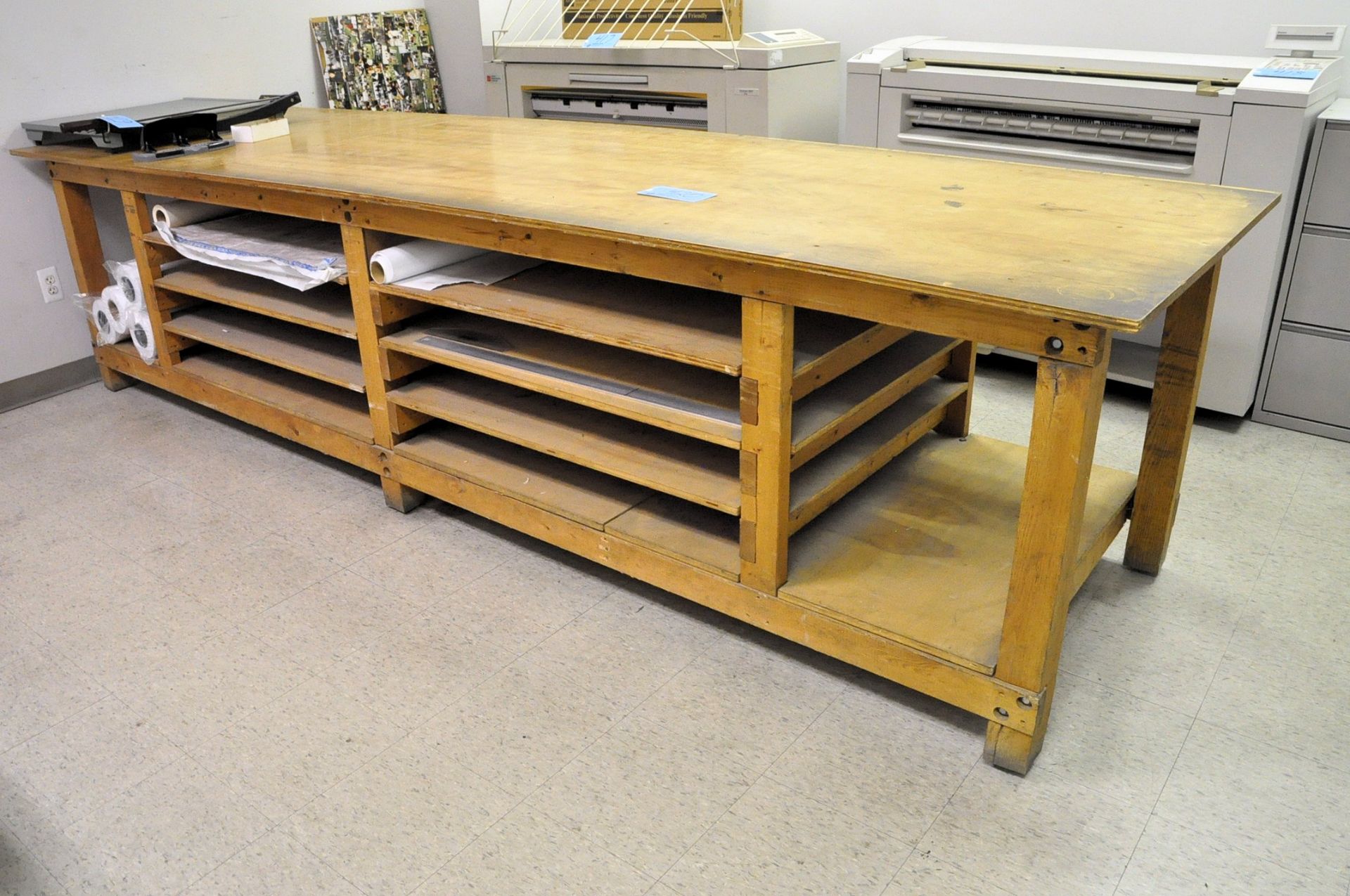 Lot-Work Table with Printer Supplies and Lateral File Cabinet in (1)